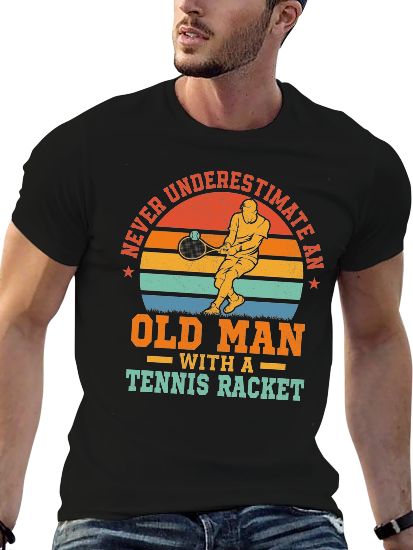 Old Man Tennis Racket T-Shirt