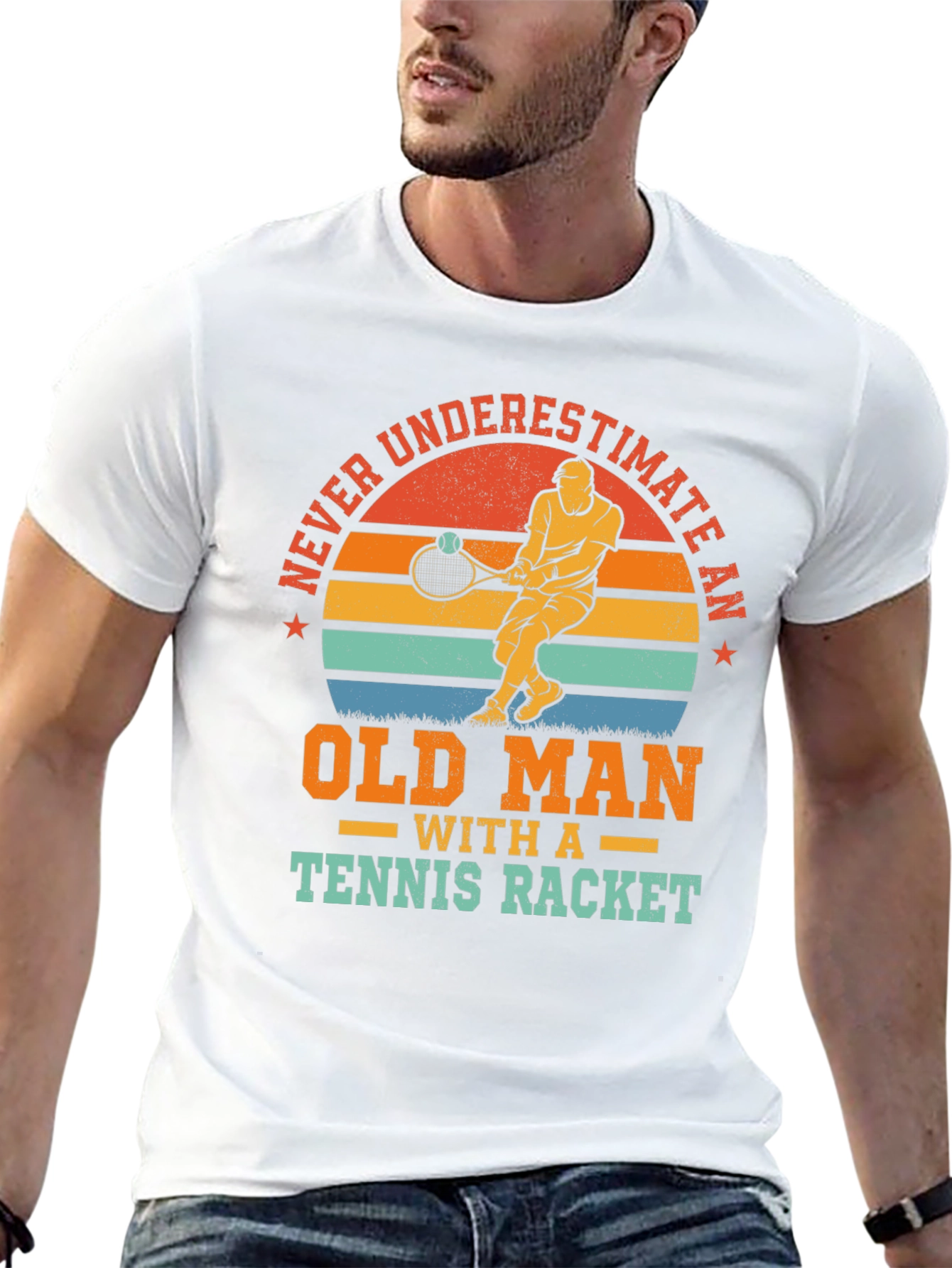 Old Man Tennis Racket T-Shirt