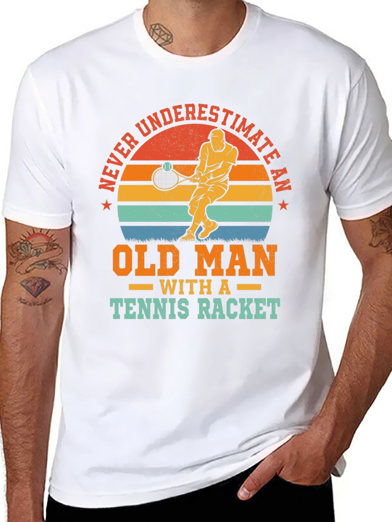 Old Man Tennis Racket T-Shirt