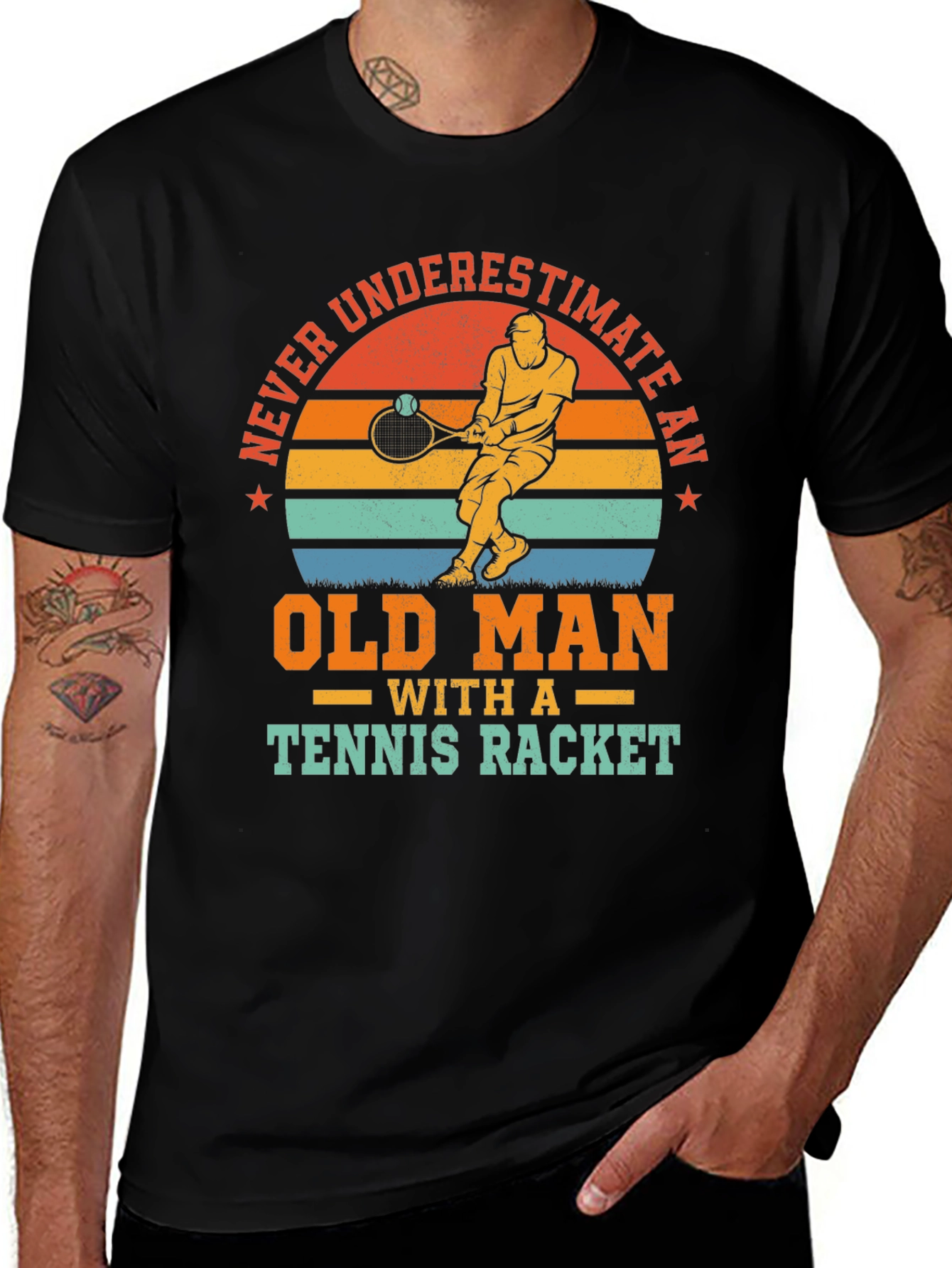 Old Man Tennis Racket T-Shirt