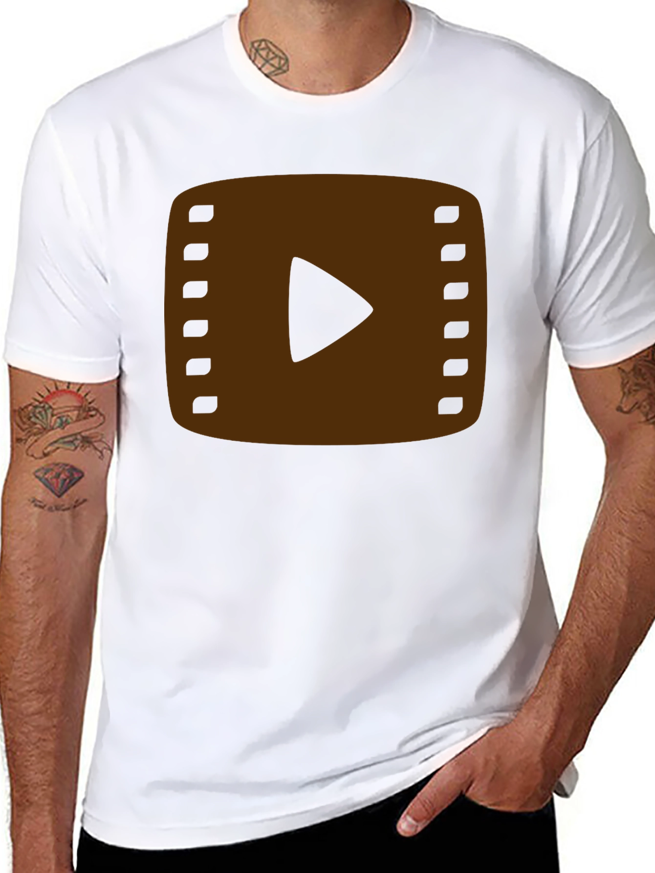 Retro Film Reel Graphic Tee - Black