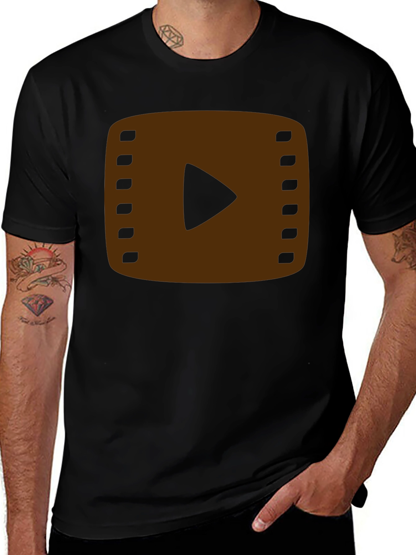 Retro Film Reel Graphic Tee - Black