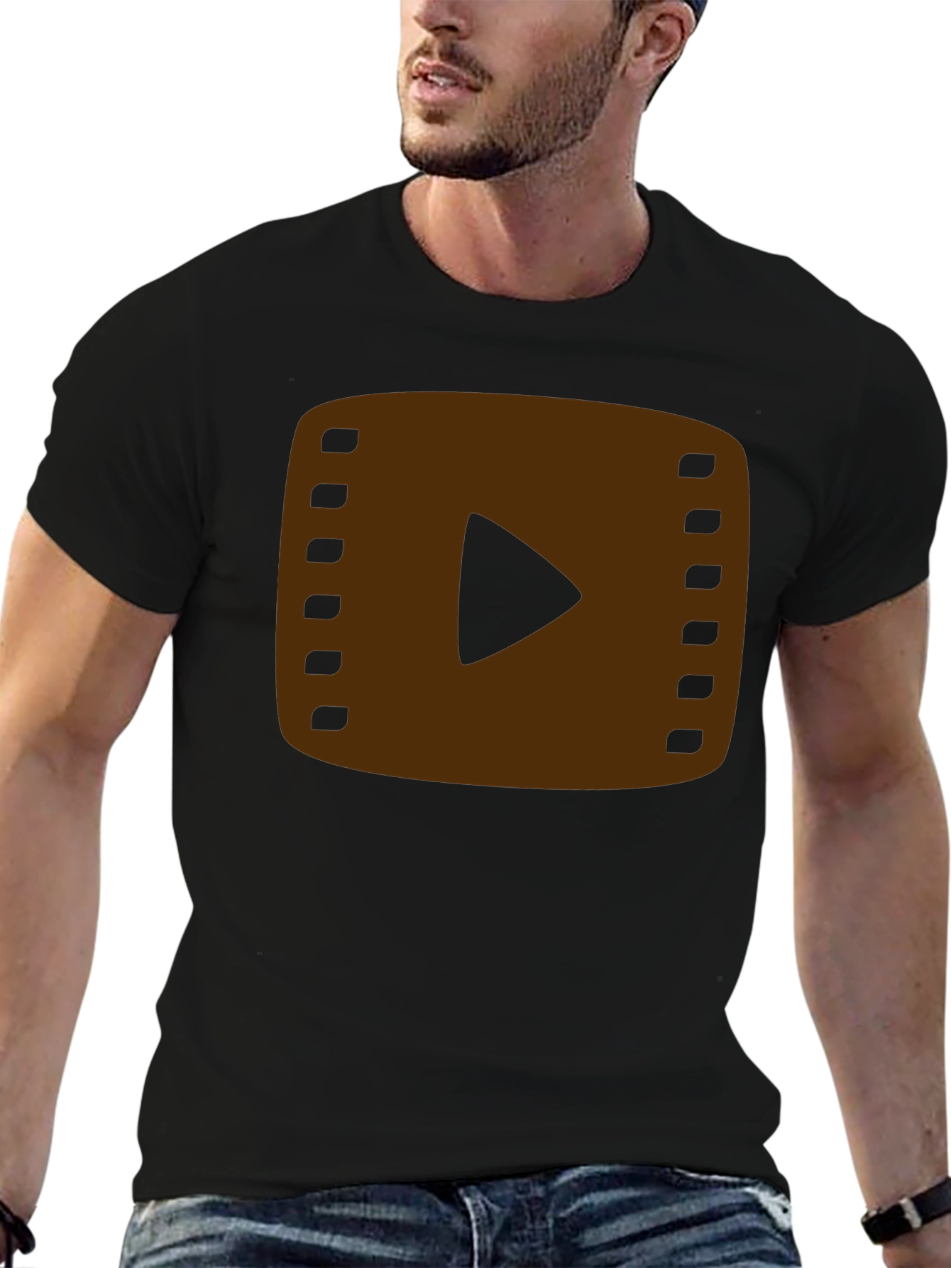 Retro Film Reel Graphic Tee - Black