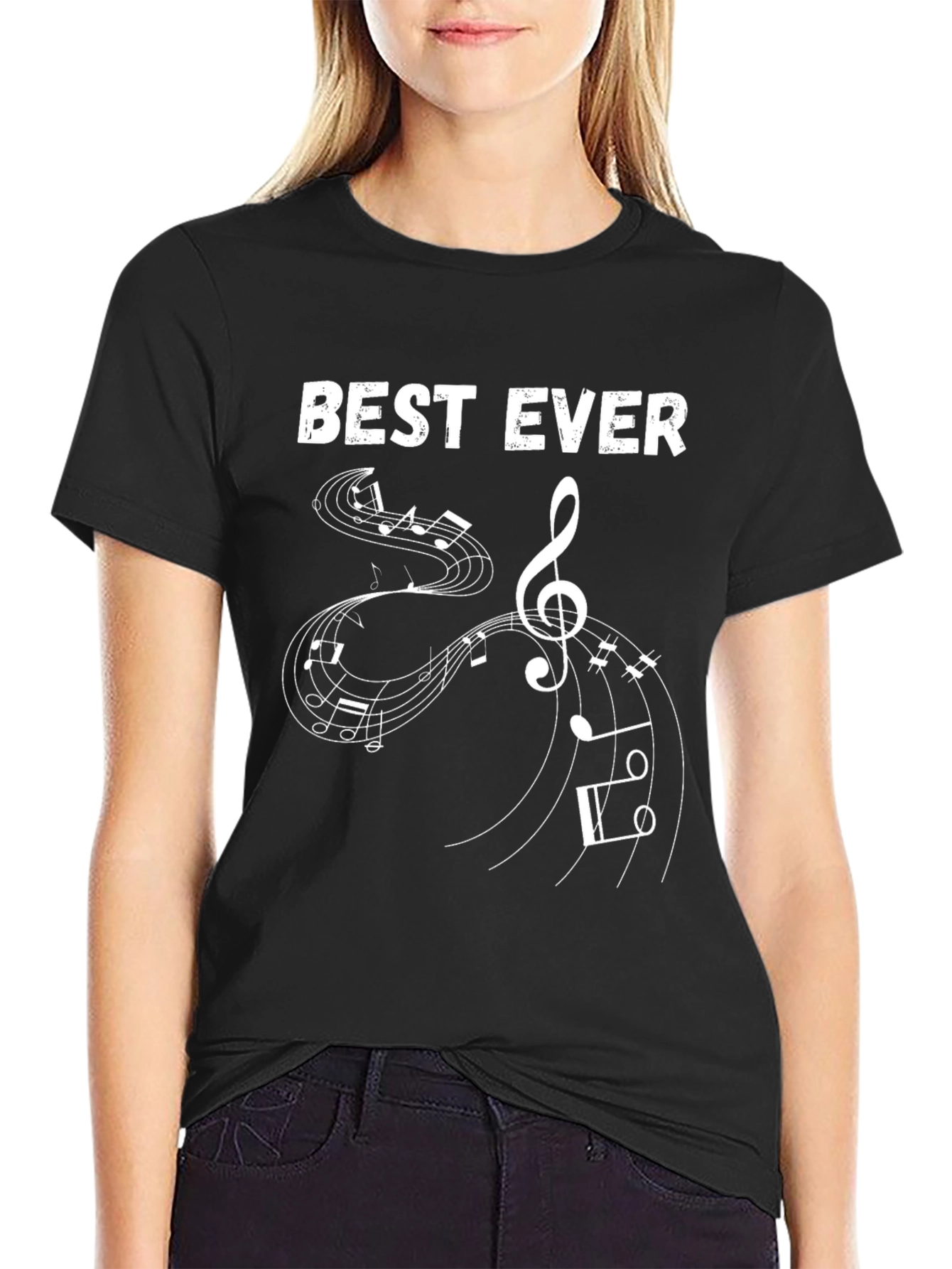 Best Ever Music Notes T-Shirt - Black