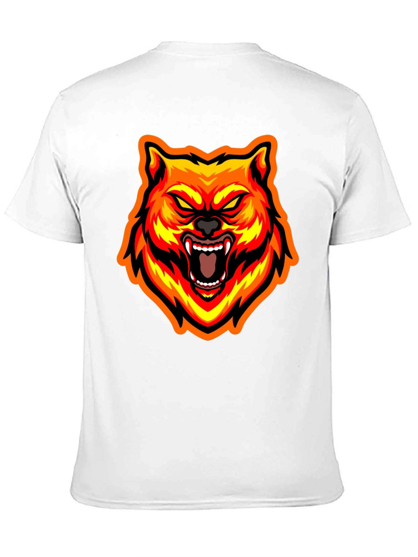 Fiery Wolf Graphic Tee - Bold Black T-Shirt