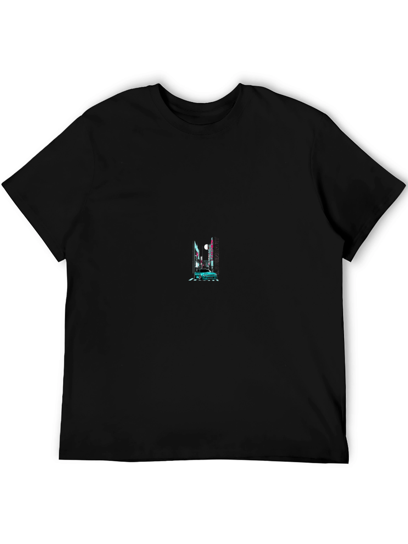 Black Graphic Tee - Car & Cityscape Design