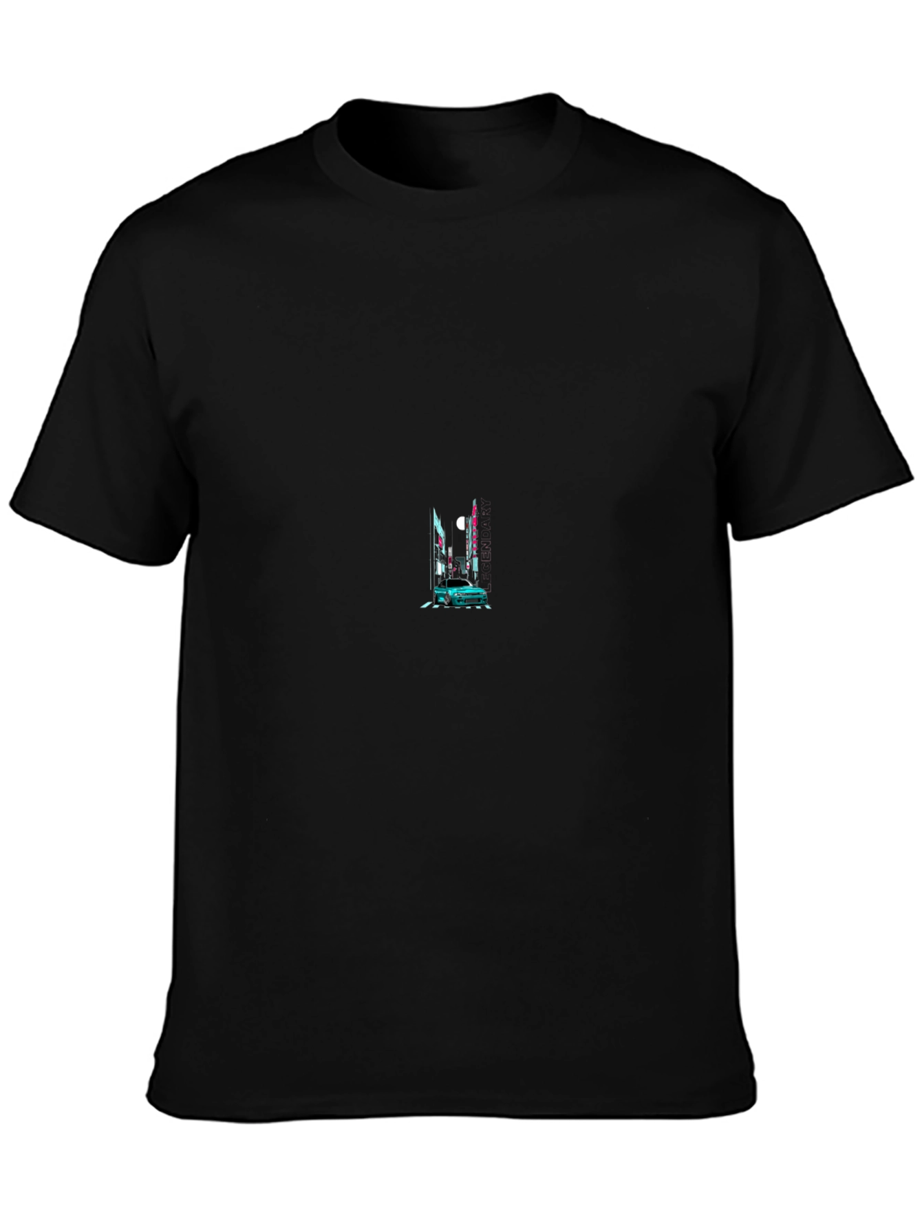 Black Graphic Tee - Car & Cityscape Design
