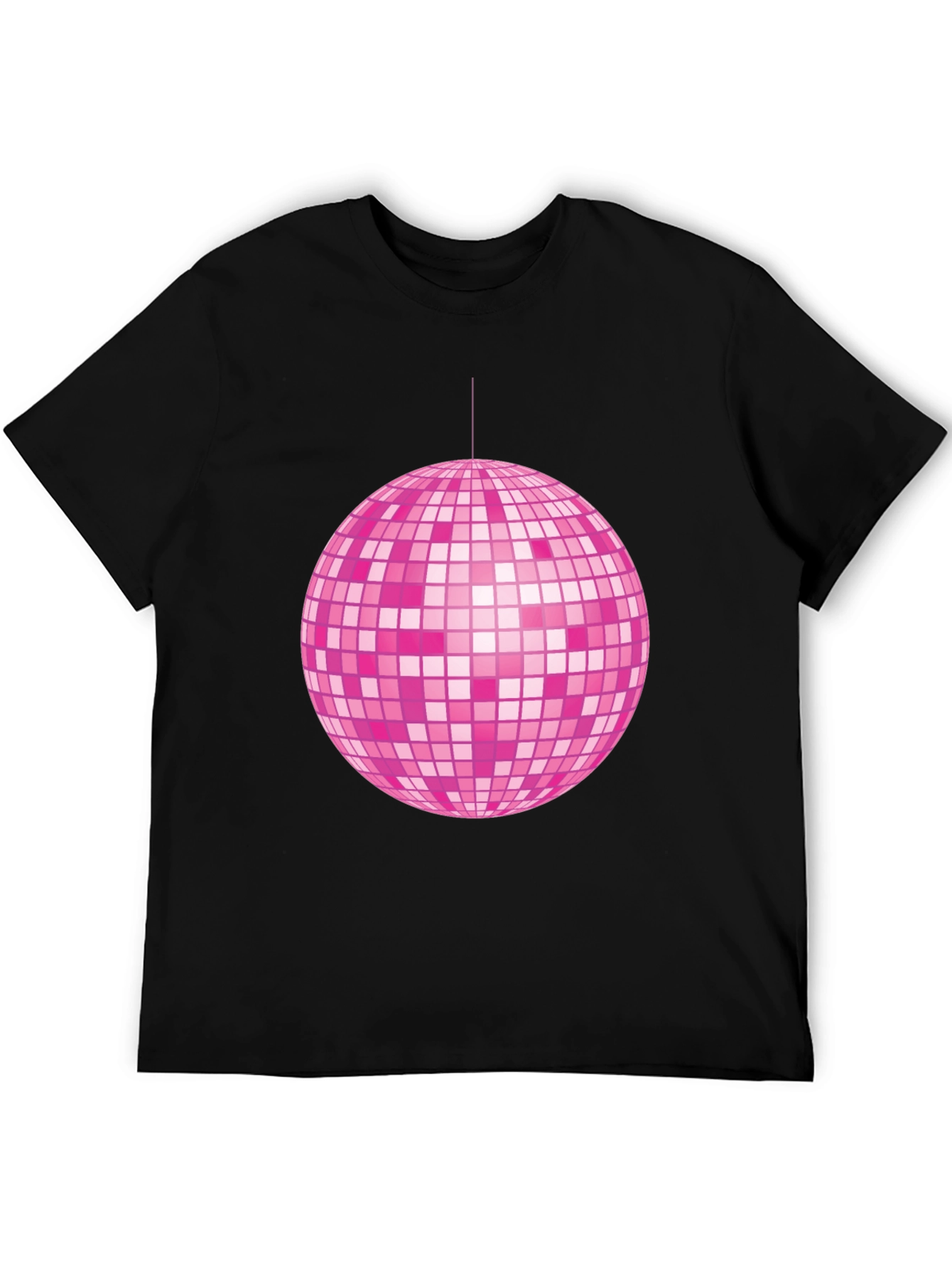 Pink Disco Ball Graphic Tee - Retro Party Shirt