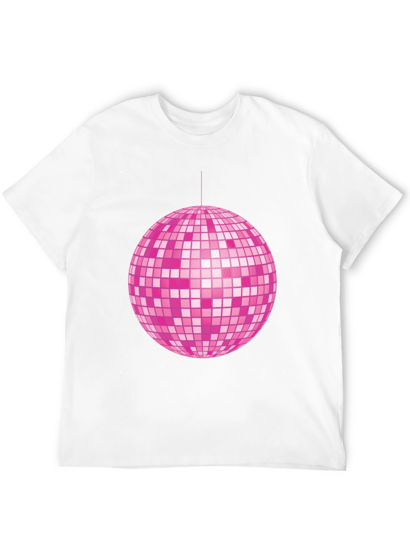 Pink Disco Ball Graphic Tee - Retro Party Shirt
