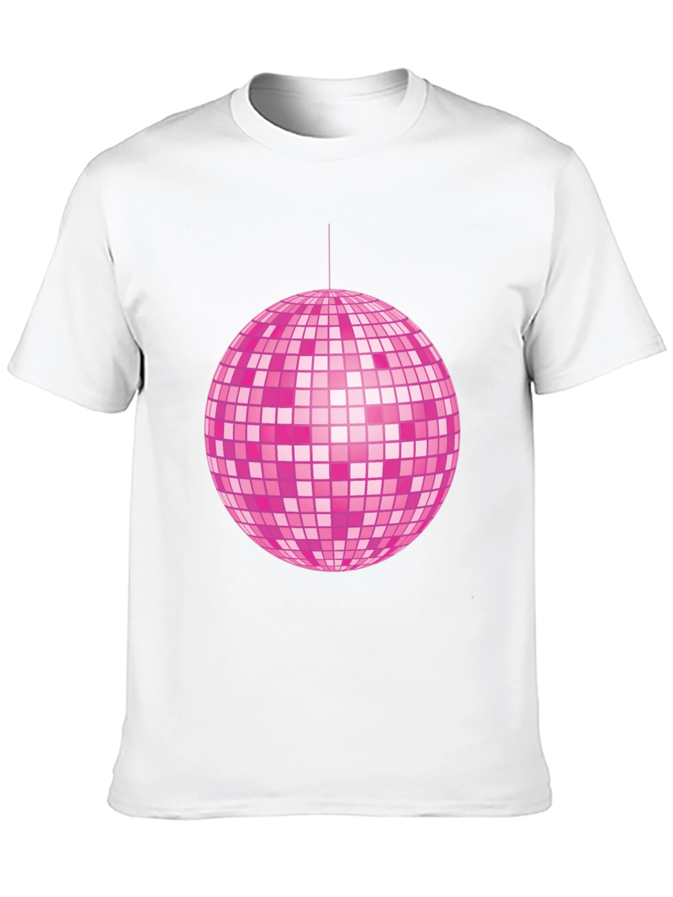 Pink Disco Ball Graphic Tee - Retro Party Shirt