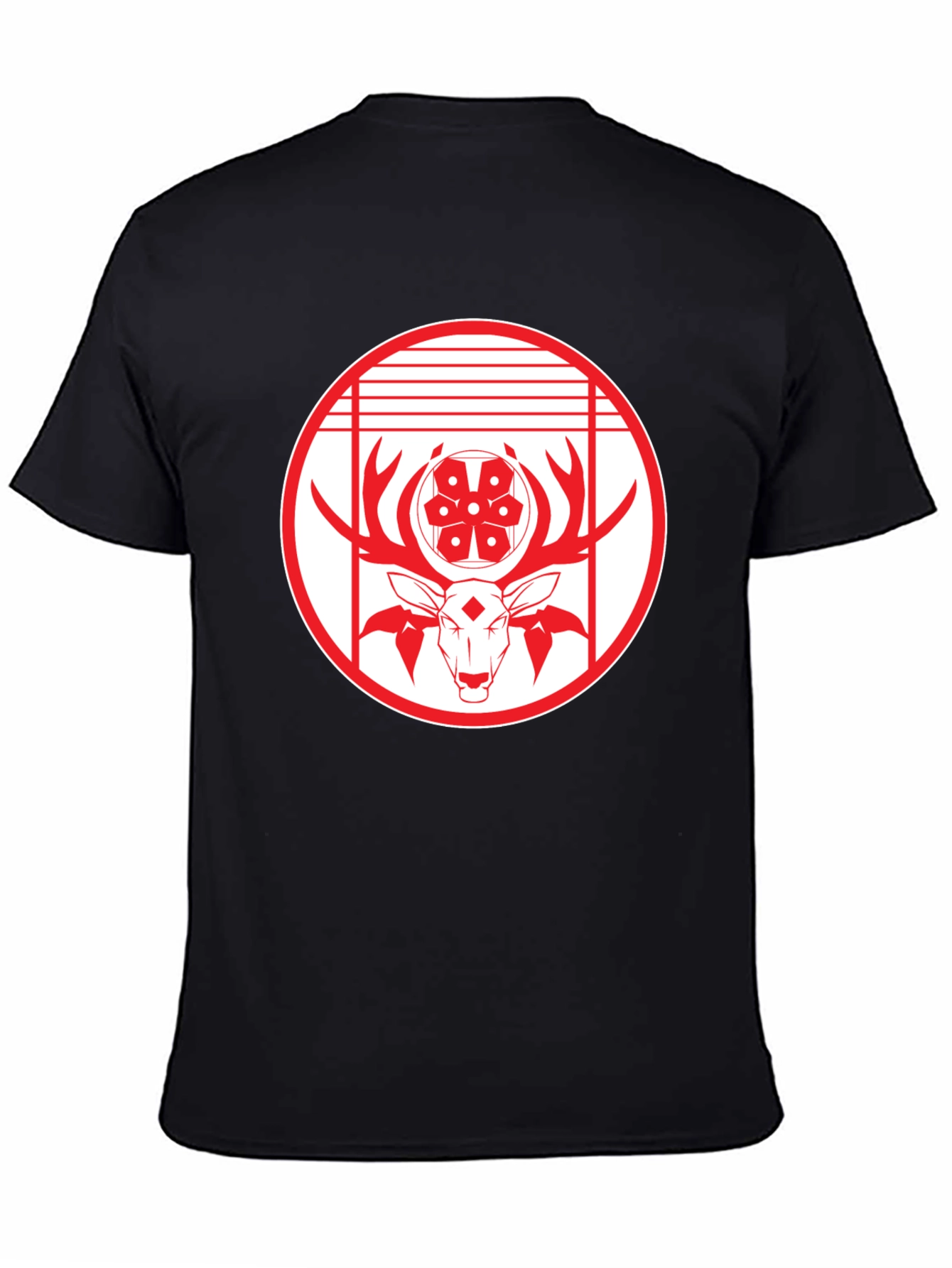 Deer Emblem Graphic Black T-Shirt
