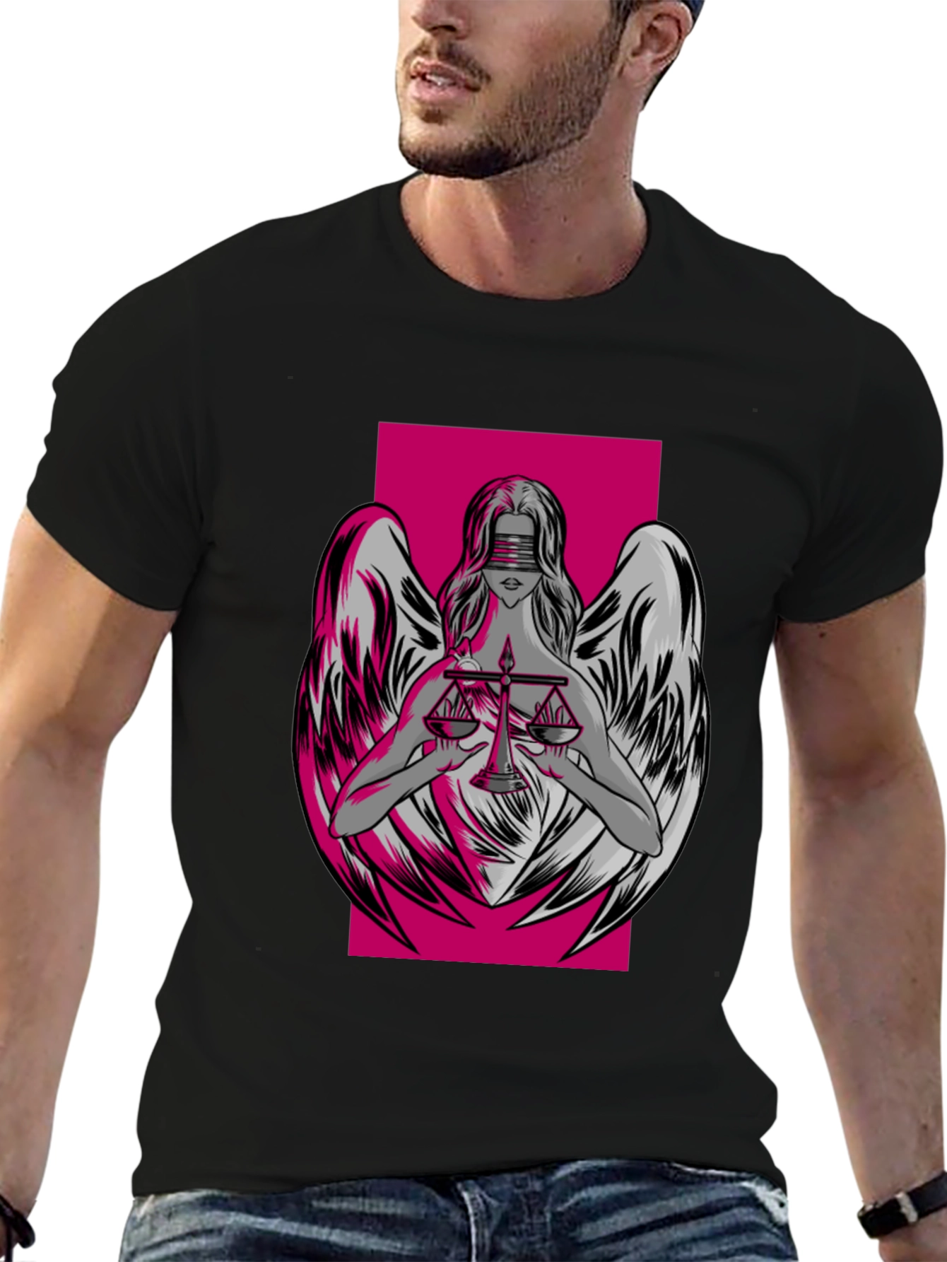 Justice Angel Graphic T-Shirt - Black