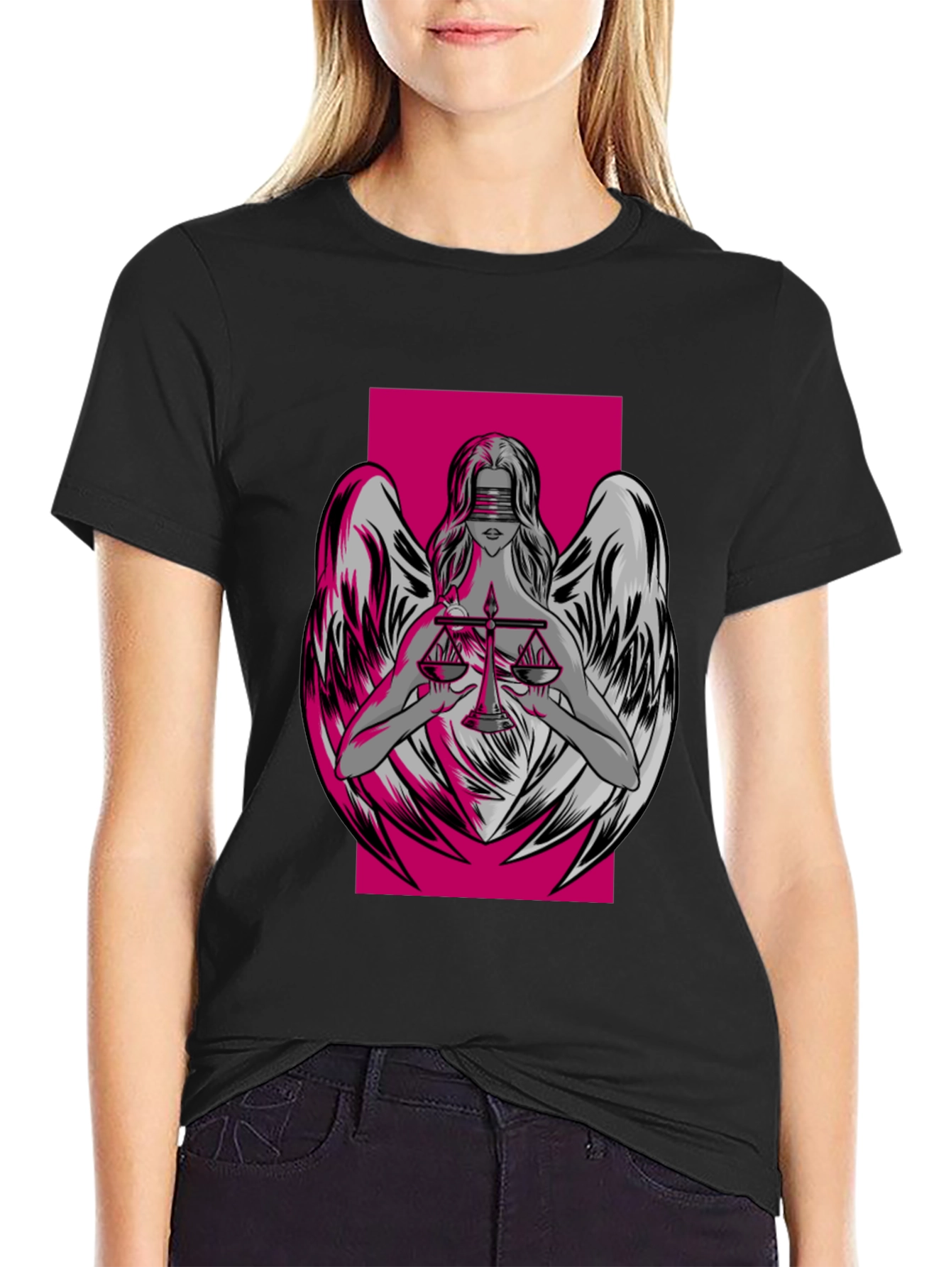 Justice Angel Graphic T-Shirt - Black