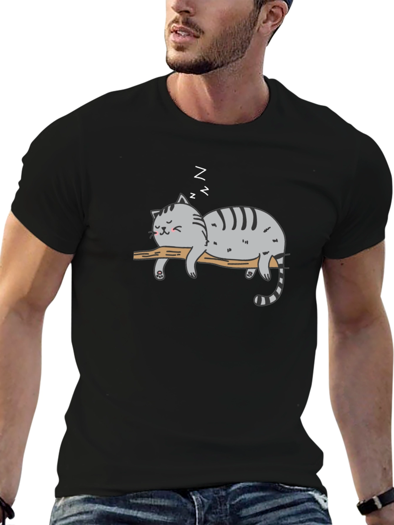 Lazy Cat Nap T-Shirt - Relaxed Graphic Tee