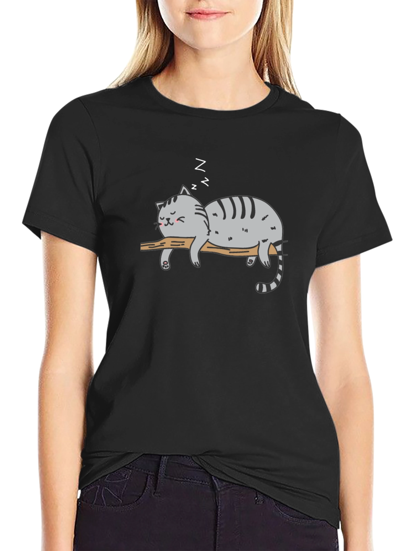 Lazy Cat Nap T-Shirt - Relaxed Graphic Tee