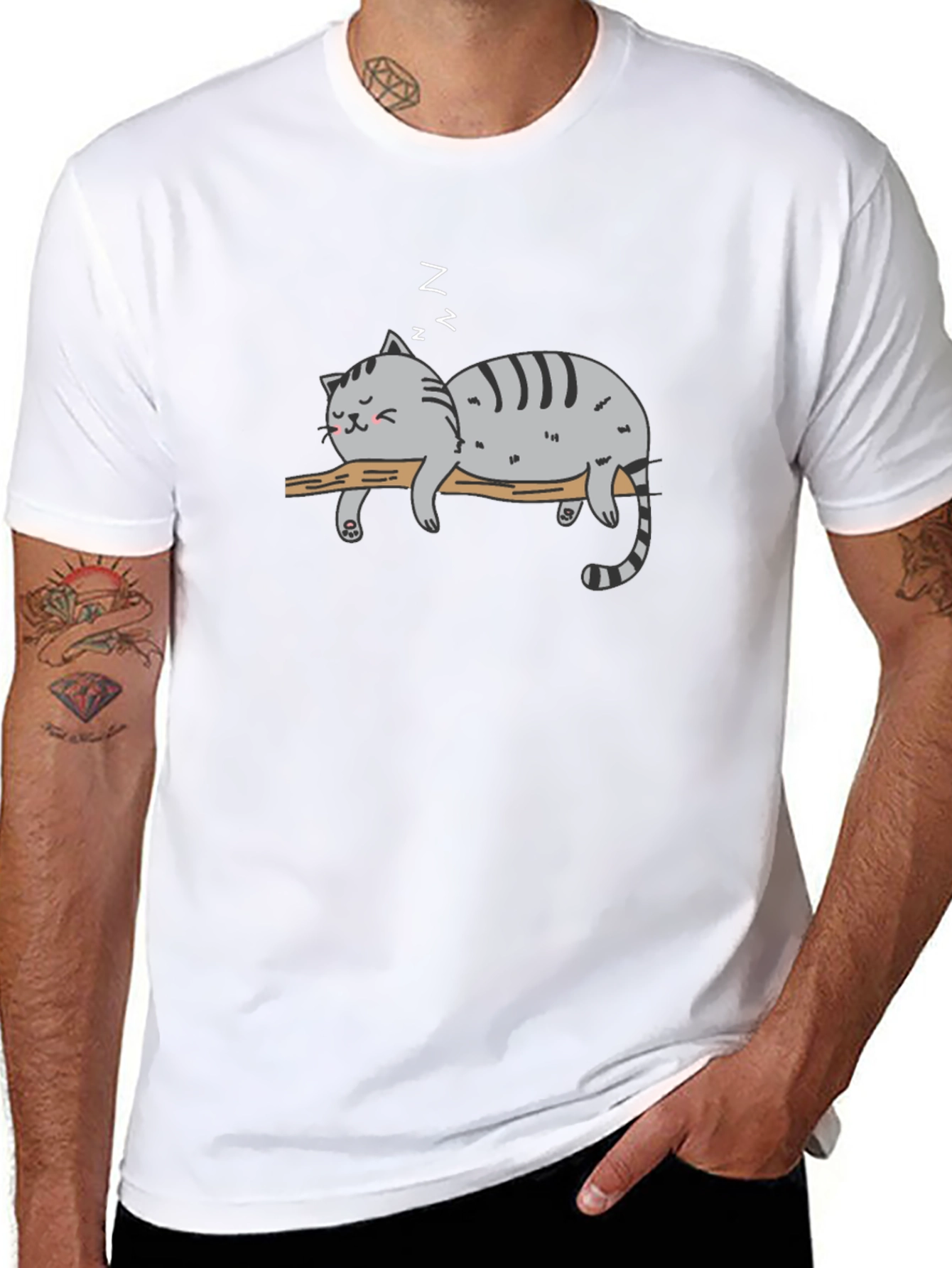 Lazy Cat Nap T-Shirt - Relaxed Graphic Tee