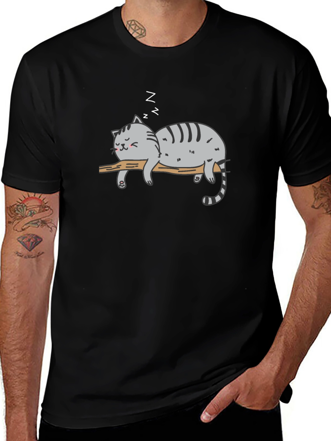 Lazy Cat Nap T-Shirt - Relaxed Graphic Tee