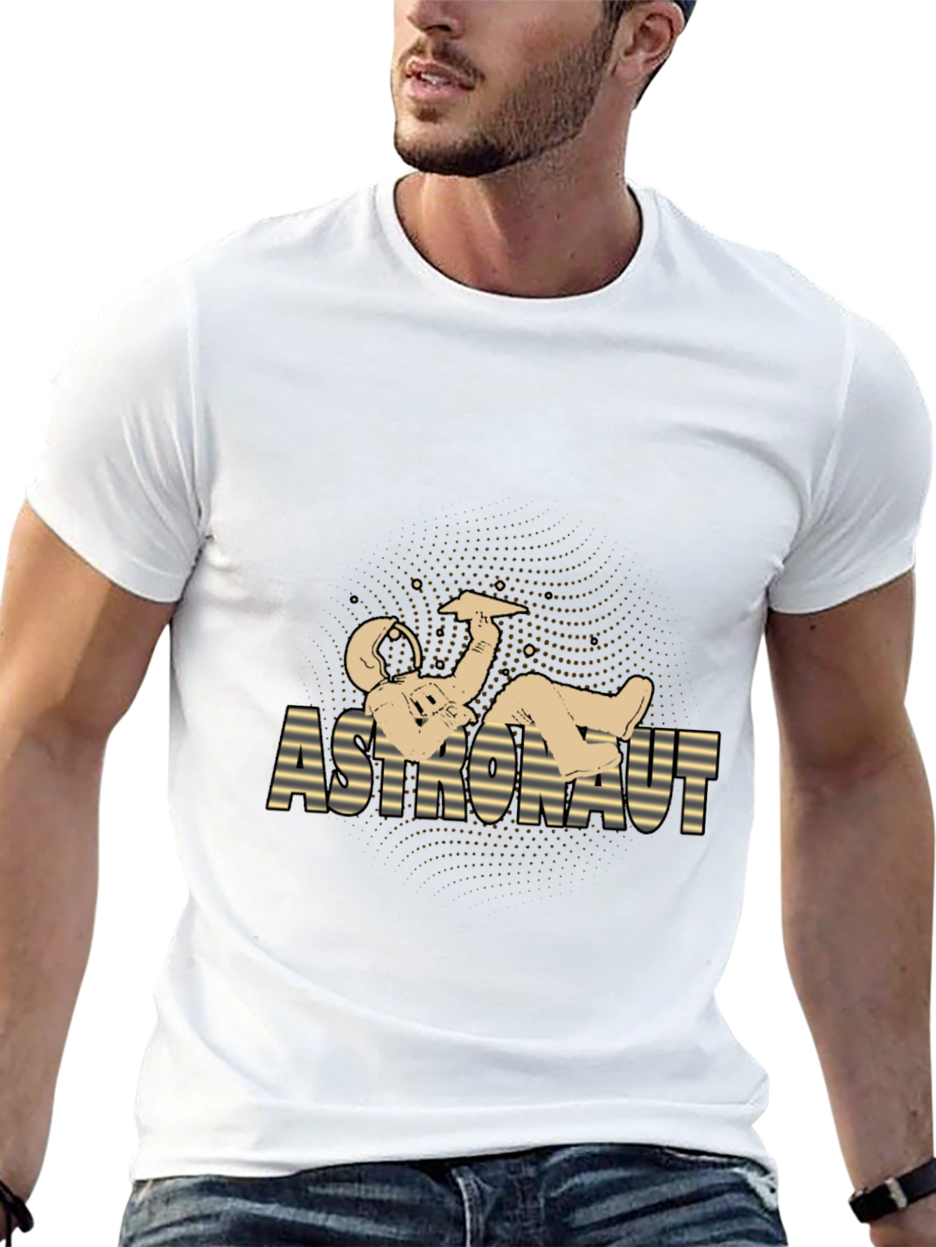 Astronaut Relaxing Graphic Tee - Black Cotton Blend