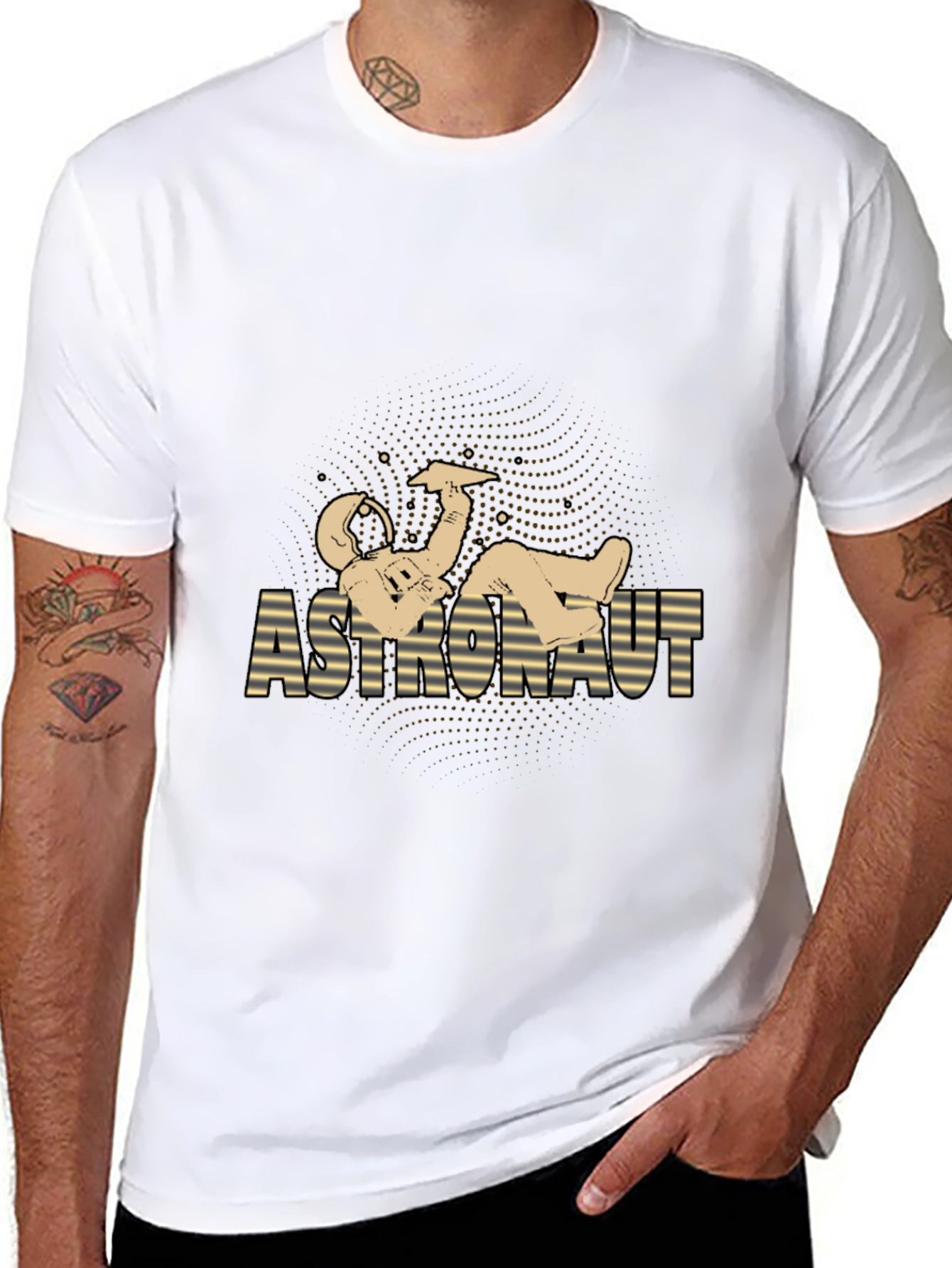 Astronaut Relaxing Graphic Tee - Black Cotton Blend