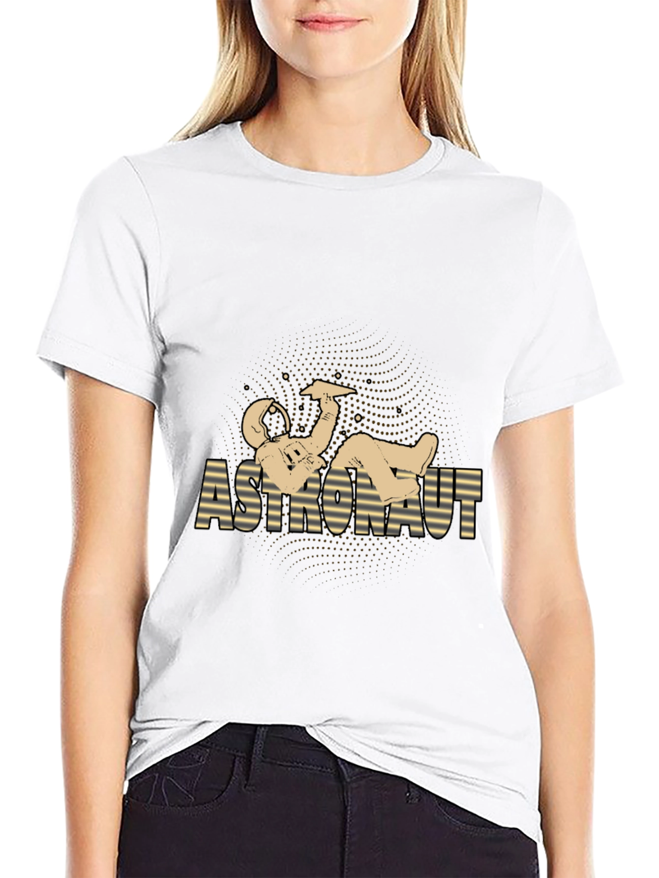 Astronaut Relaxing Graphic Tee - Black Cotton Blend