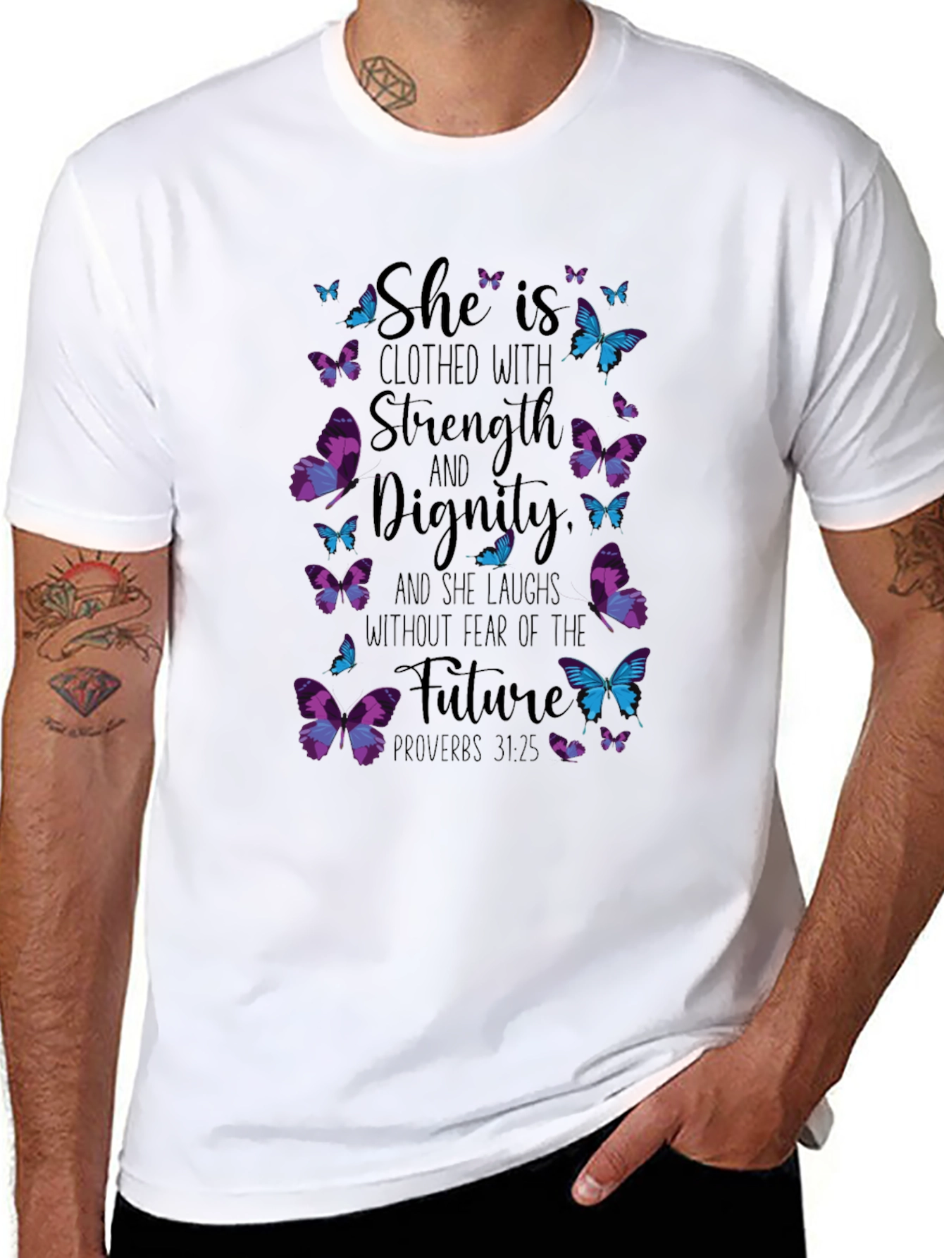 She is Strength & Dignity Black Graphic Tee