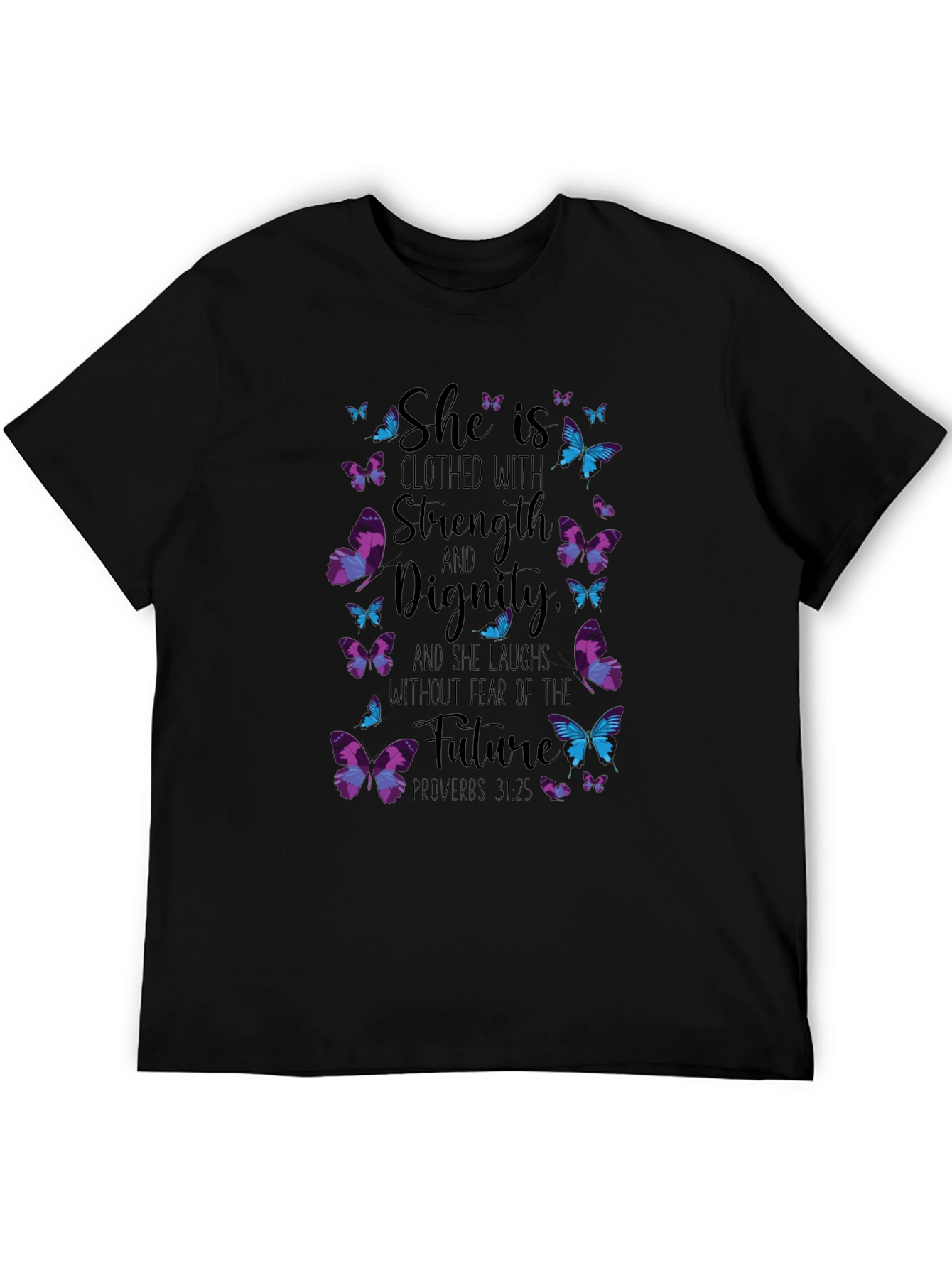 She is Strength & Dignity Black Graphic Tee
