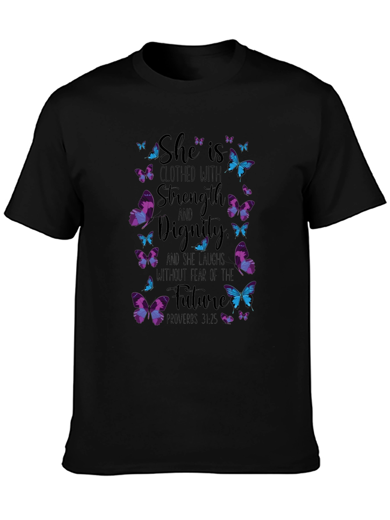 She is Strength & Dignity Black Graphic Tee