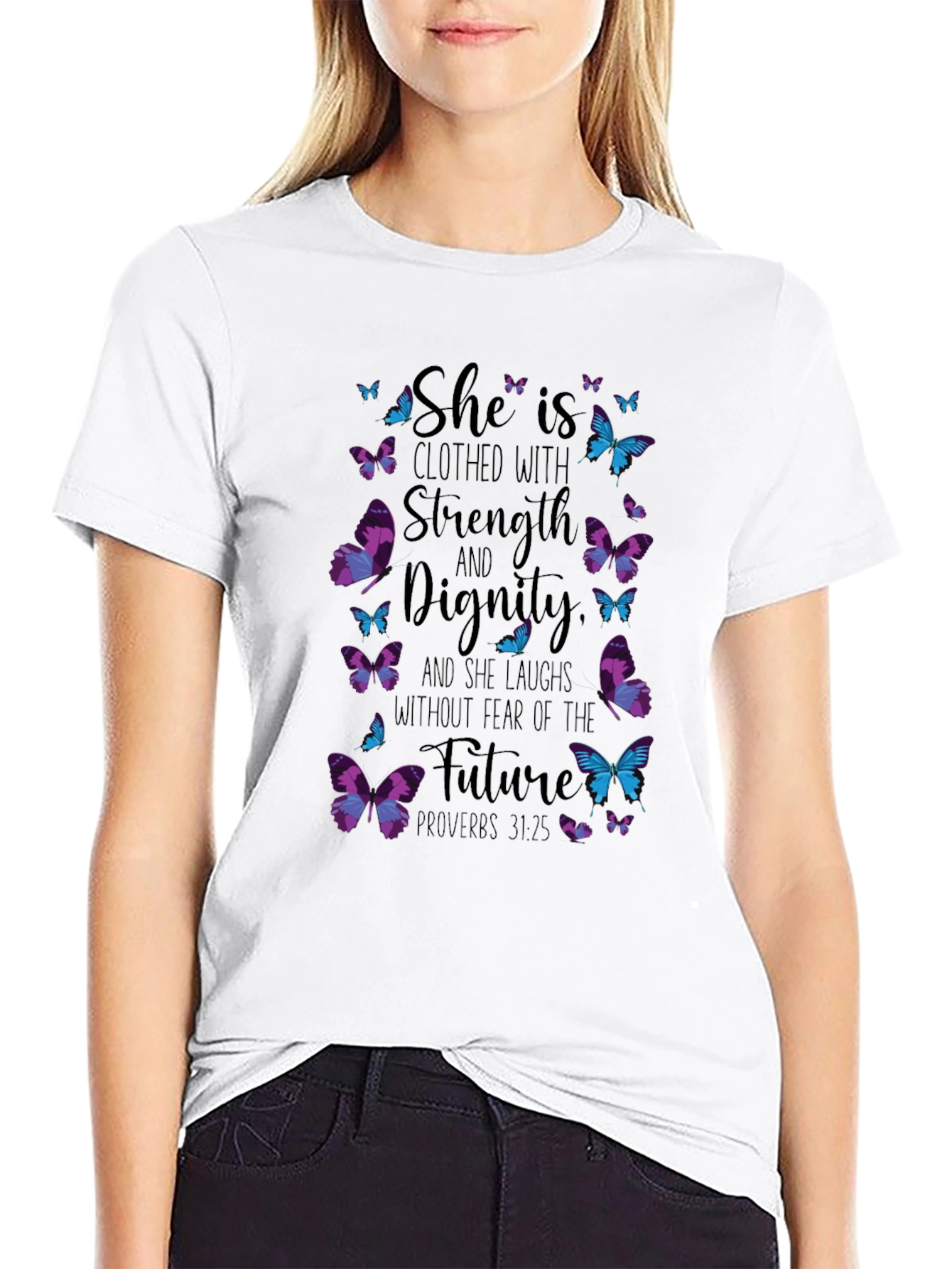 She is Strength & Dignity Black Graphic Tee