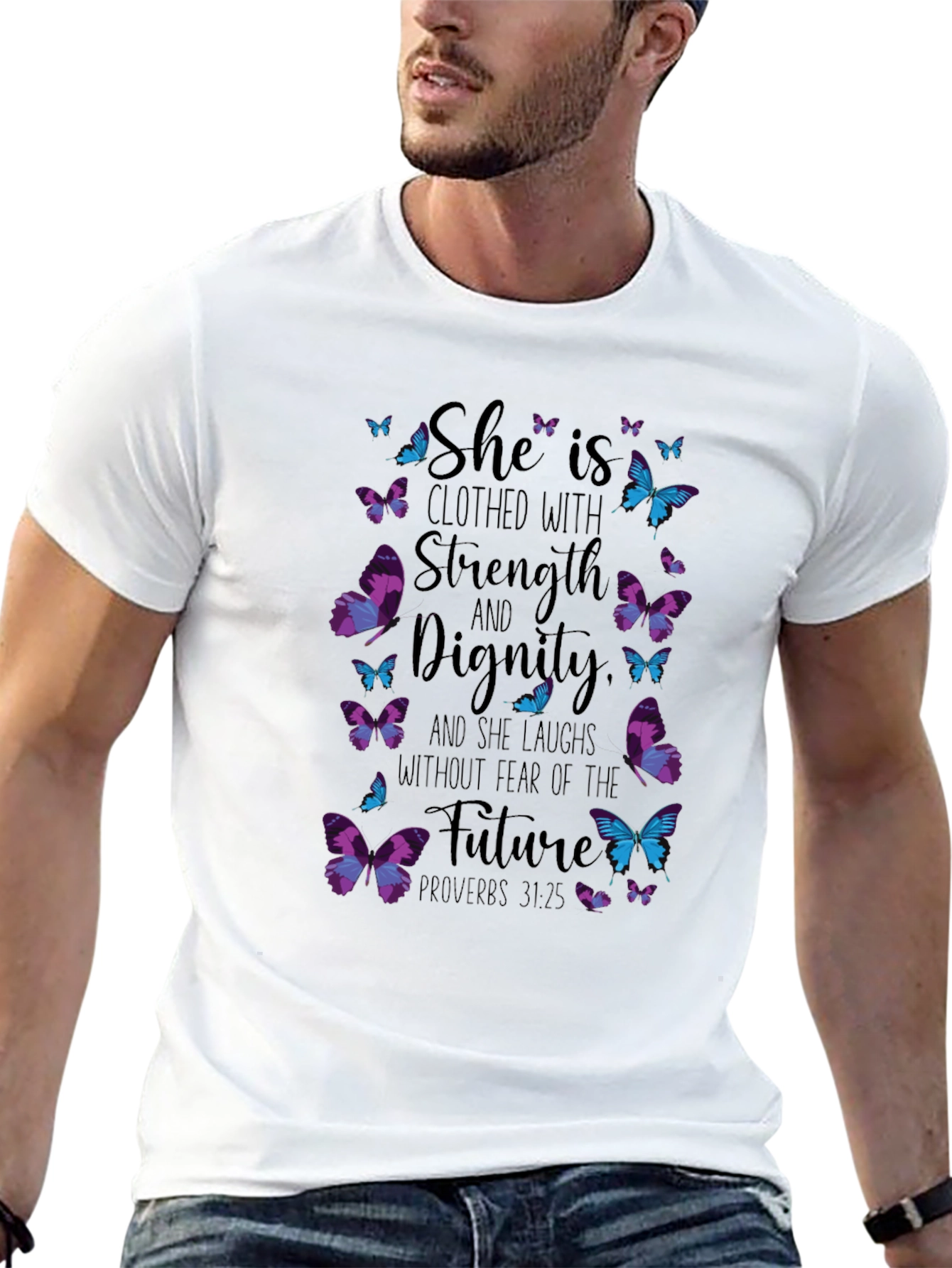 She is Strength & Dignity Black Graphic Tee