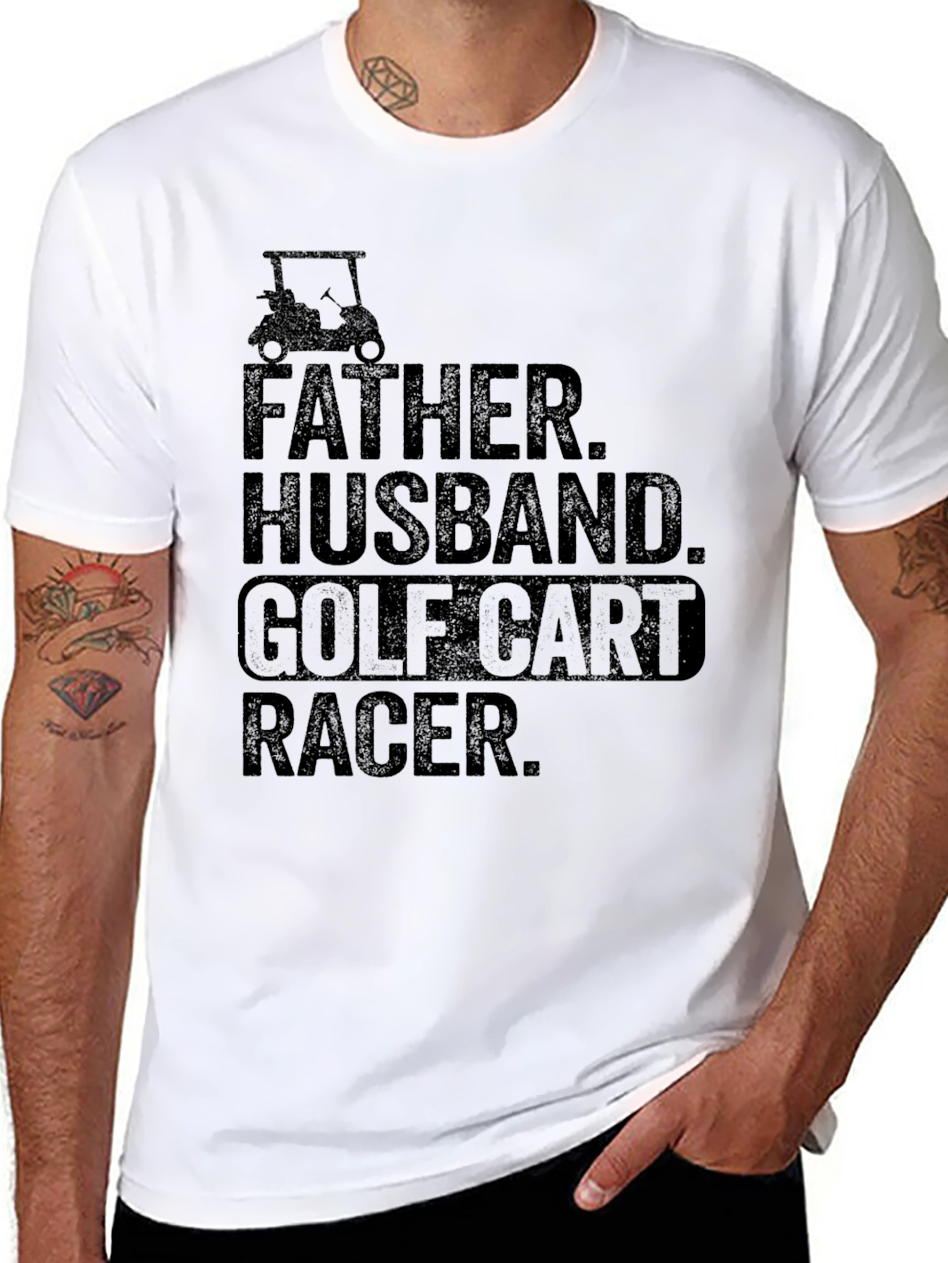 Father Husband Golf Cart Racer Graphic Tee