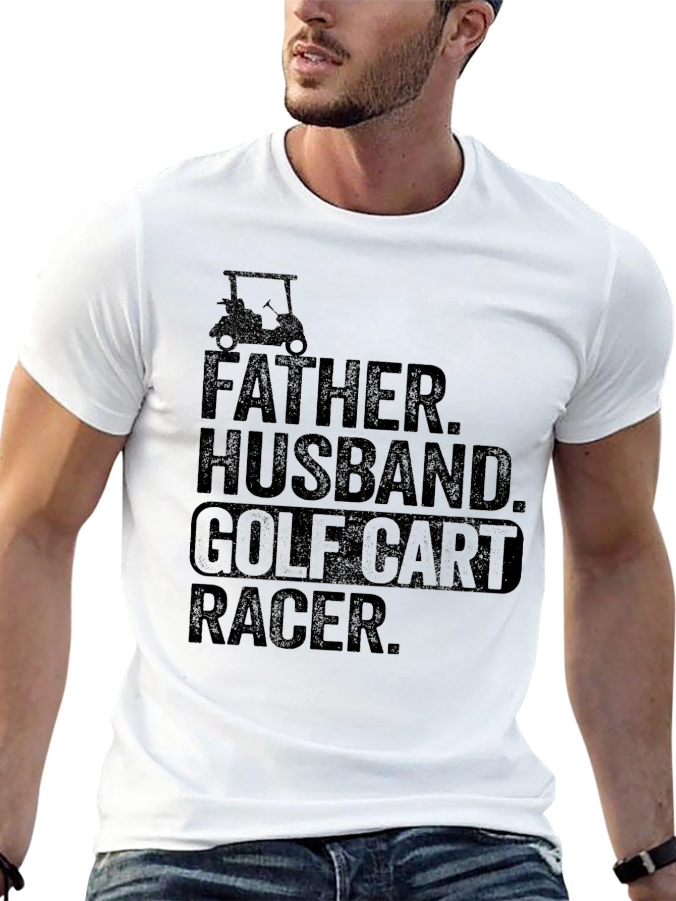Father Husband Golf Cart Racer Graphic Tee