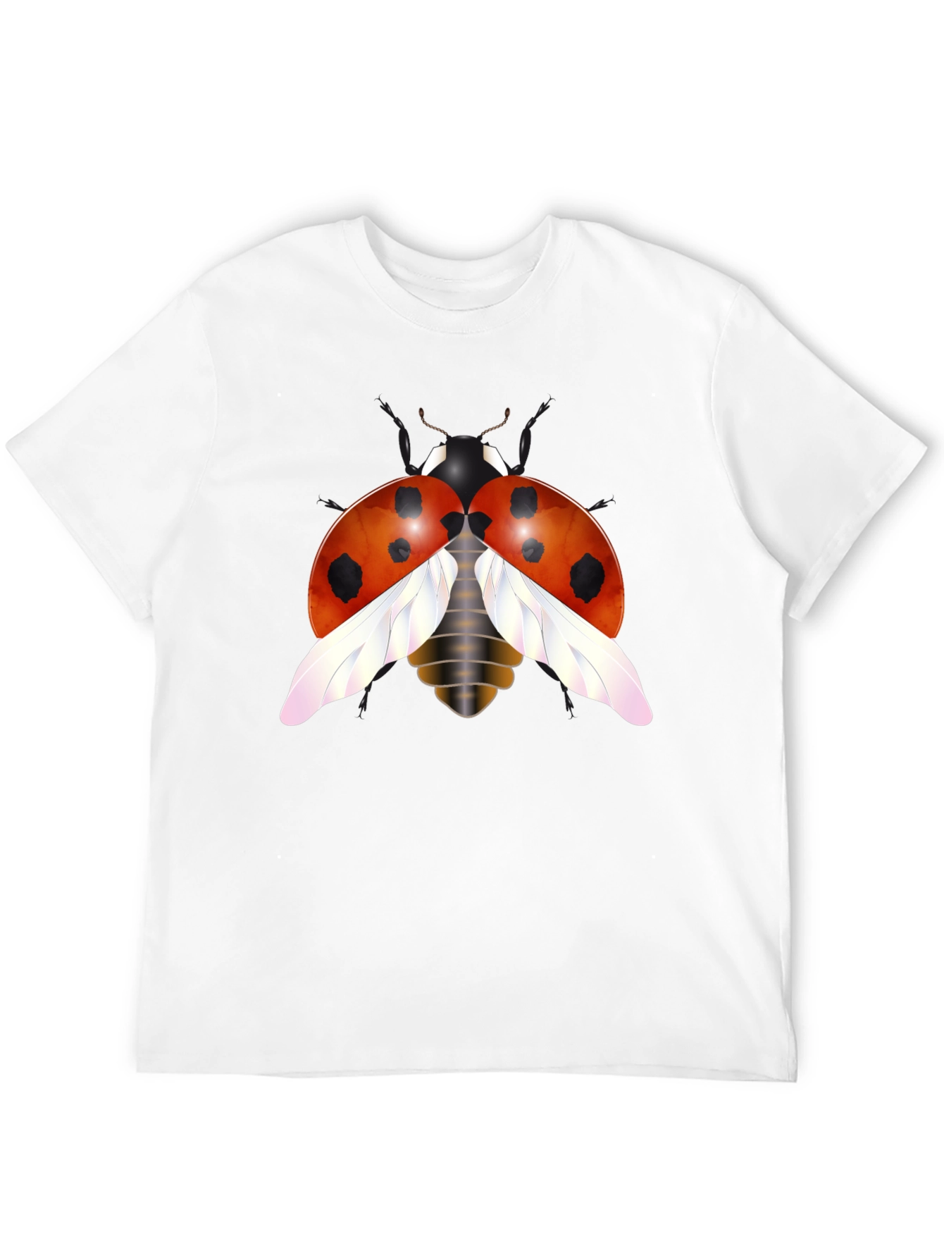 Ladybug Graphic Tee - Trendy Insect Design Black T-Shirt