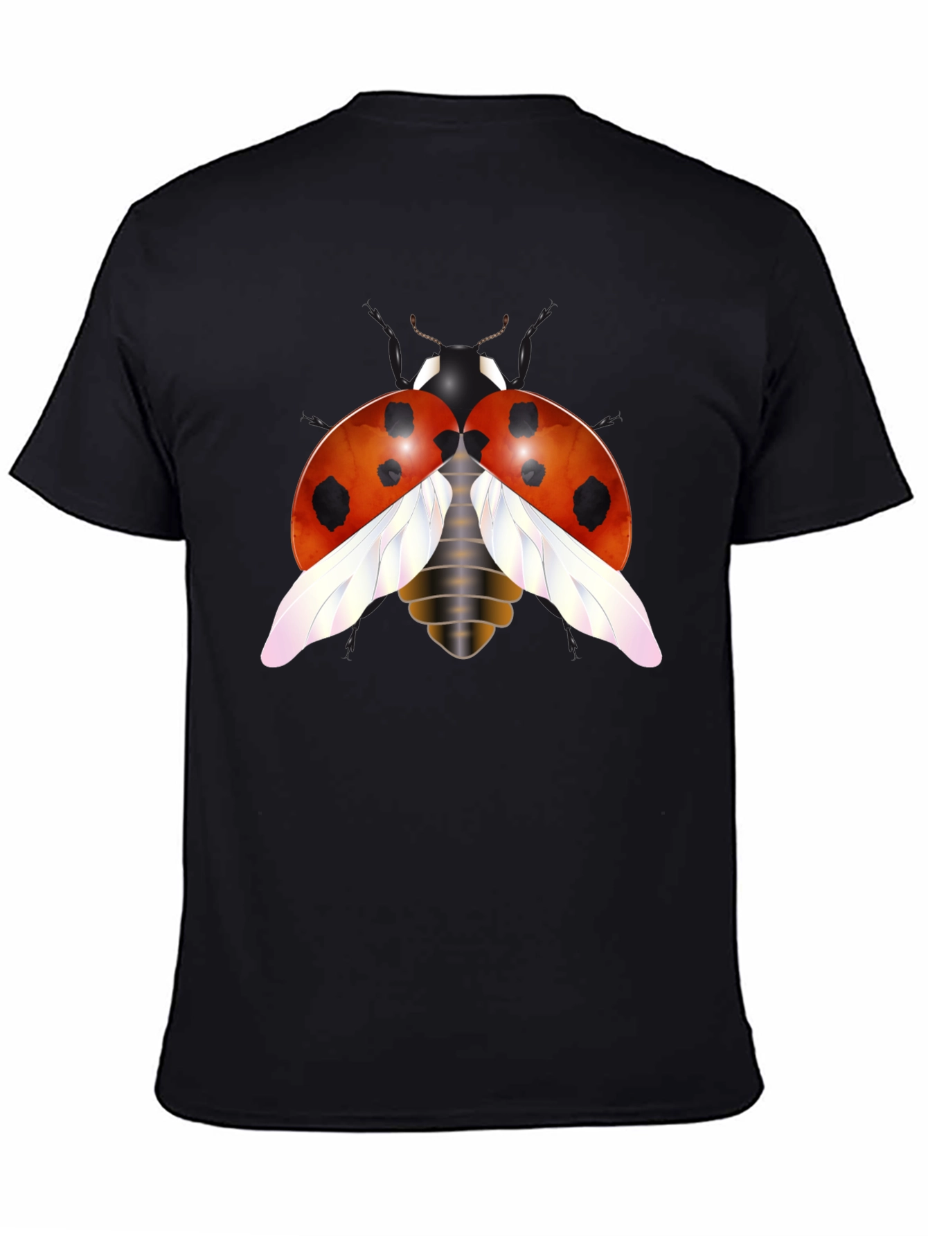 Ladybug Graphic Tee - Trendy Insect Design Black T-Shirt