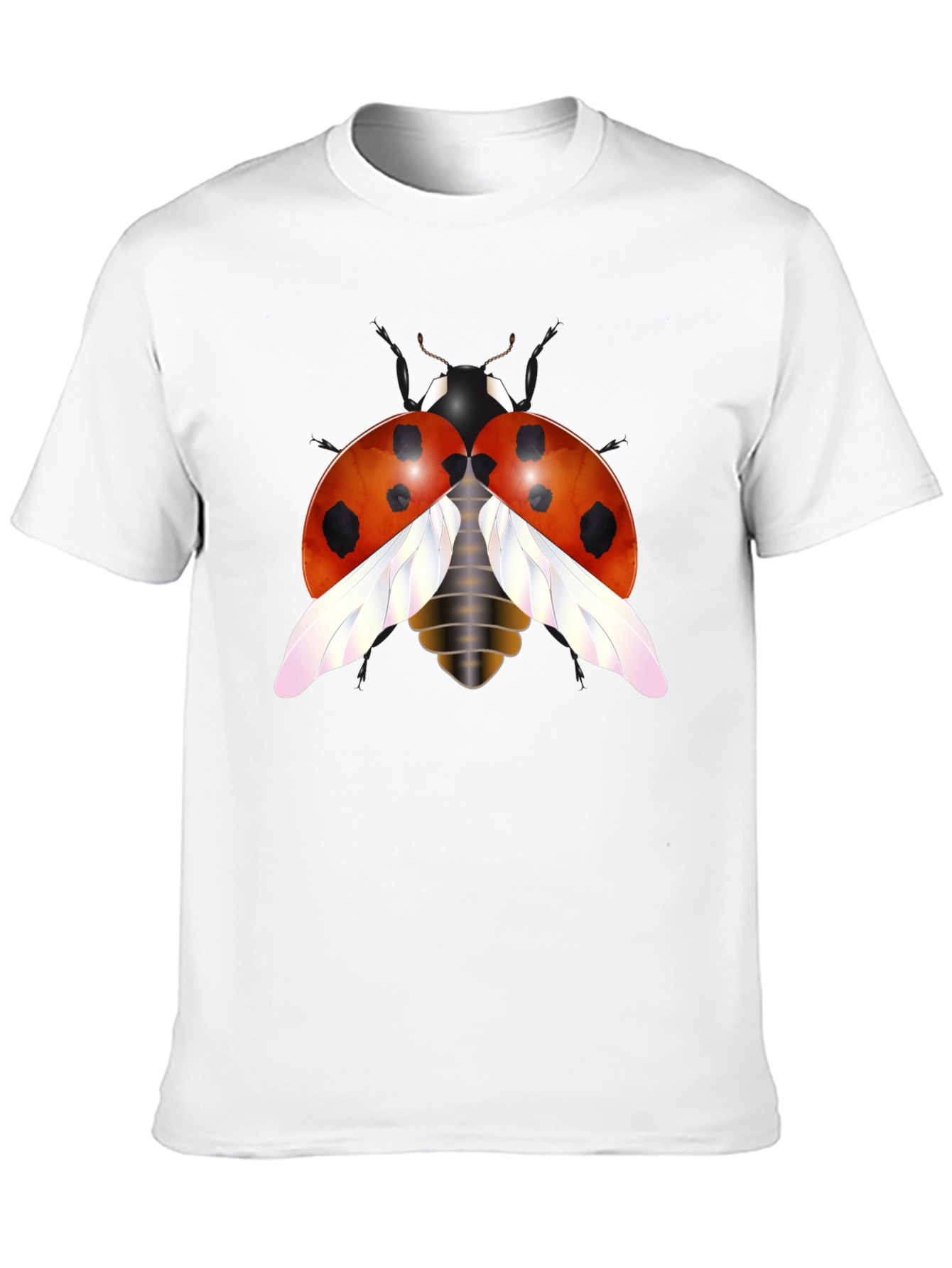 Ladybug Graphic Tee - Trendy Insect Design Black T-Shirt