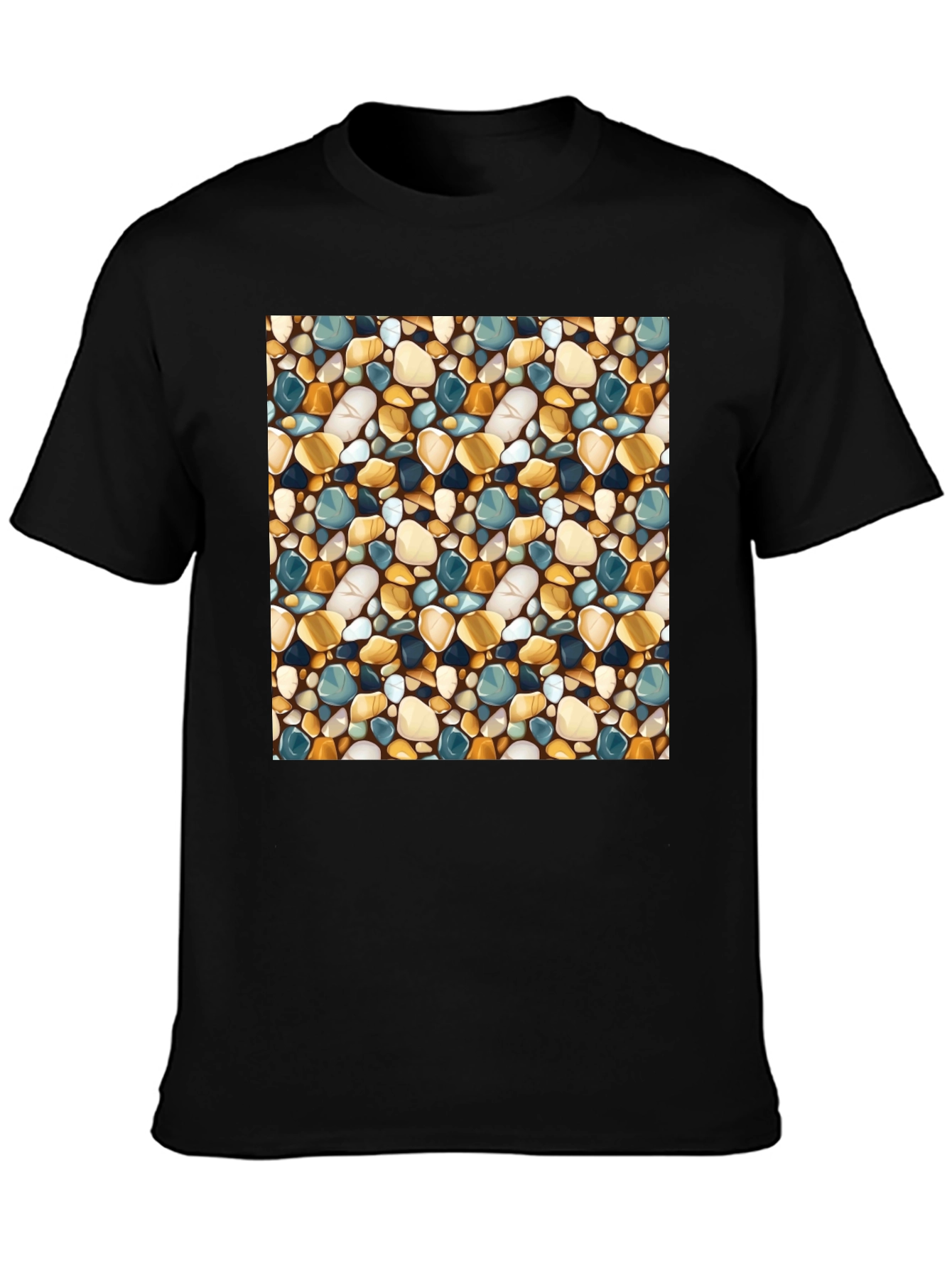 Stylish Pebble Pattern Black T-Shirt