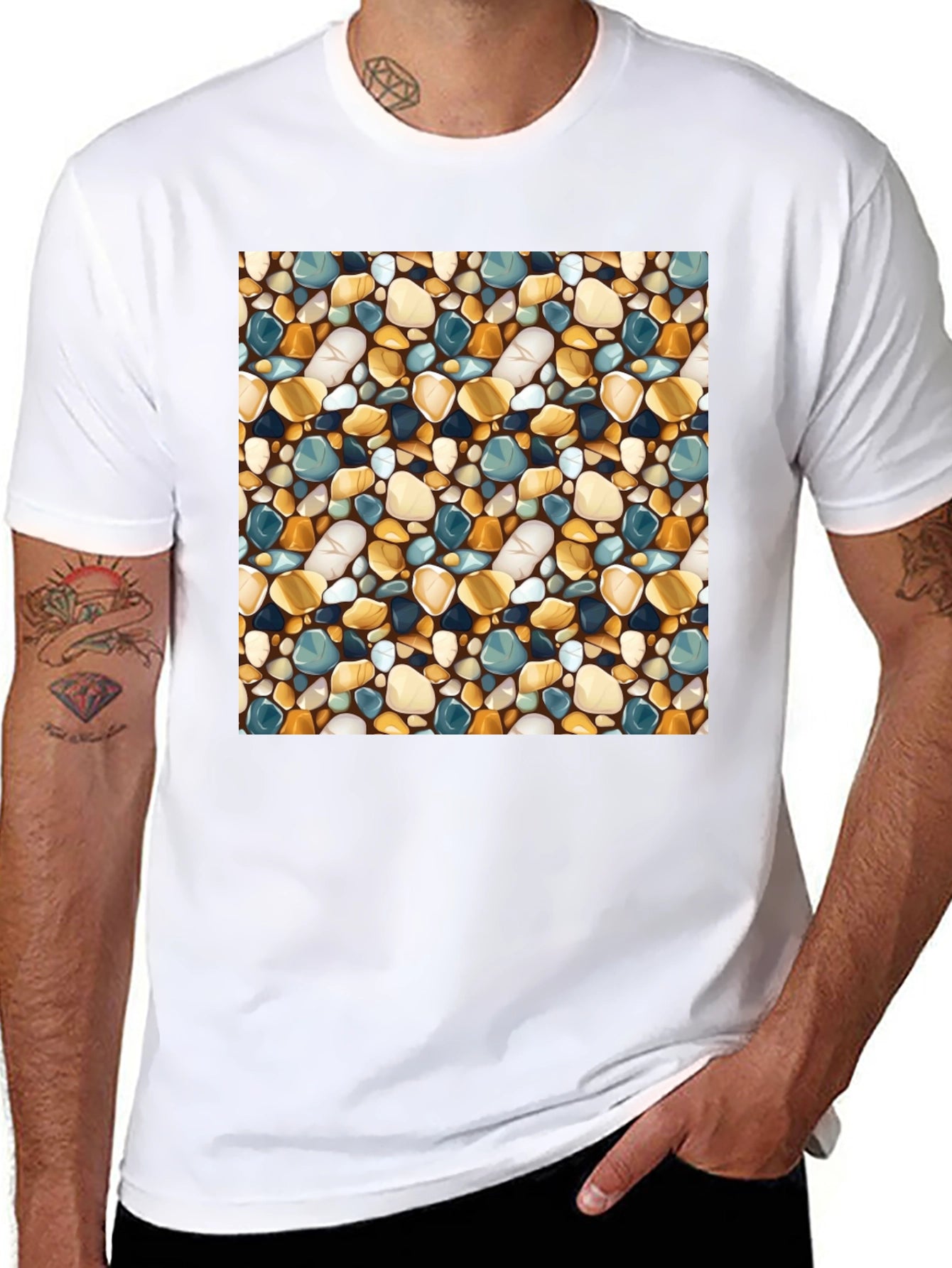 Stylish Pebble Pattern Black T-Shirt