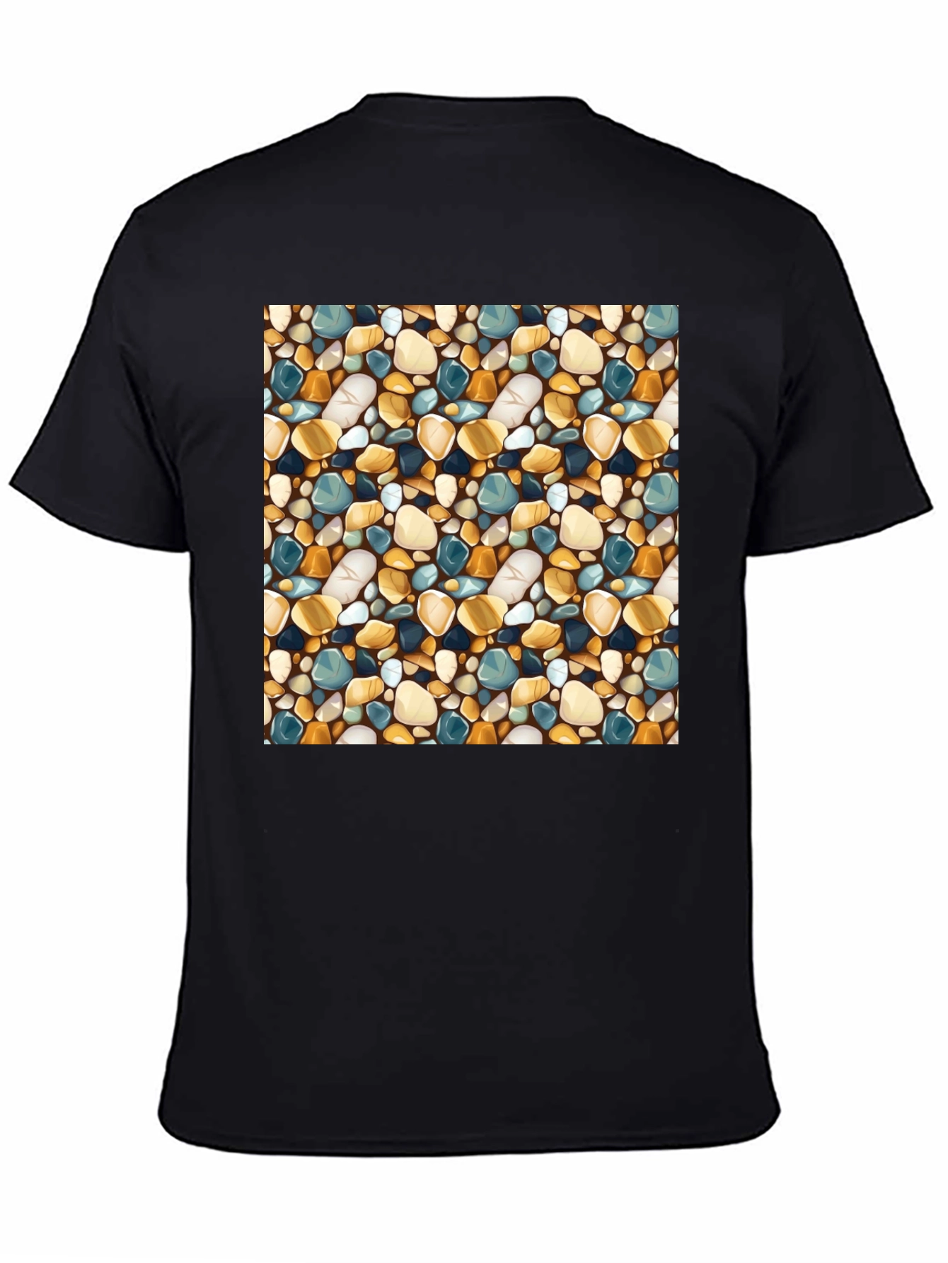 Stylish Pebble Pattern Black T-Shirt