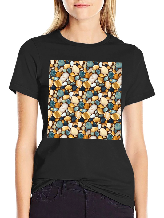 Stylish Pebble Pattern Black T-Shirt