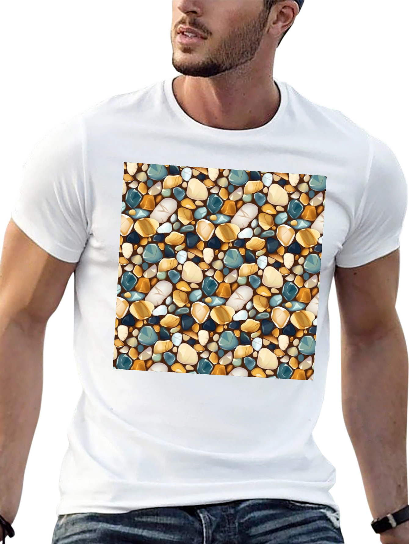 Stylish Pebble Pattern Black T-Shirt