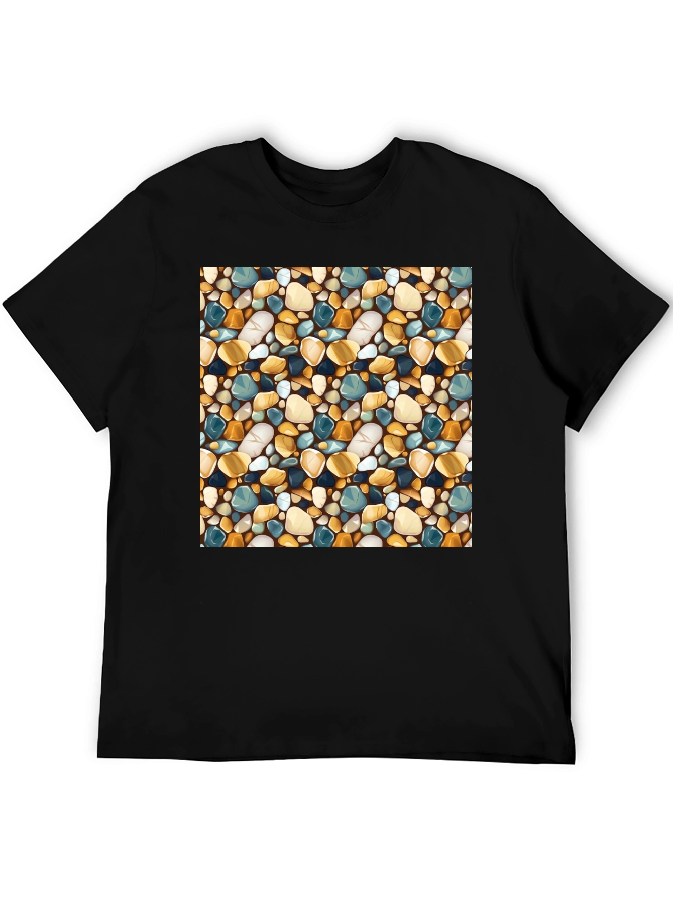 Stylish Pebble Pattern Black T-Shirt