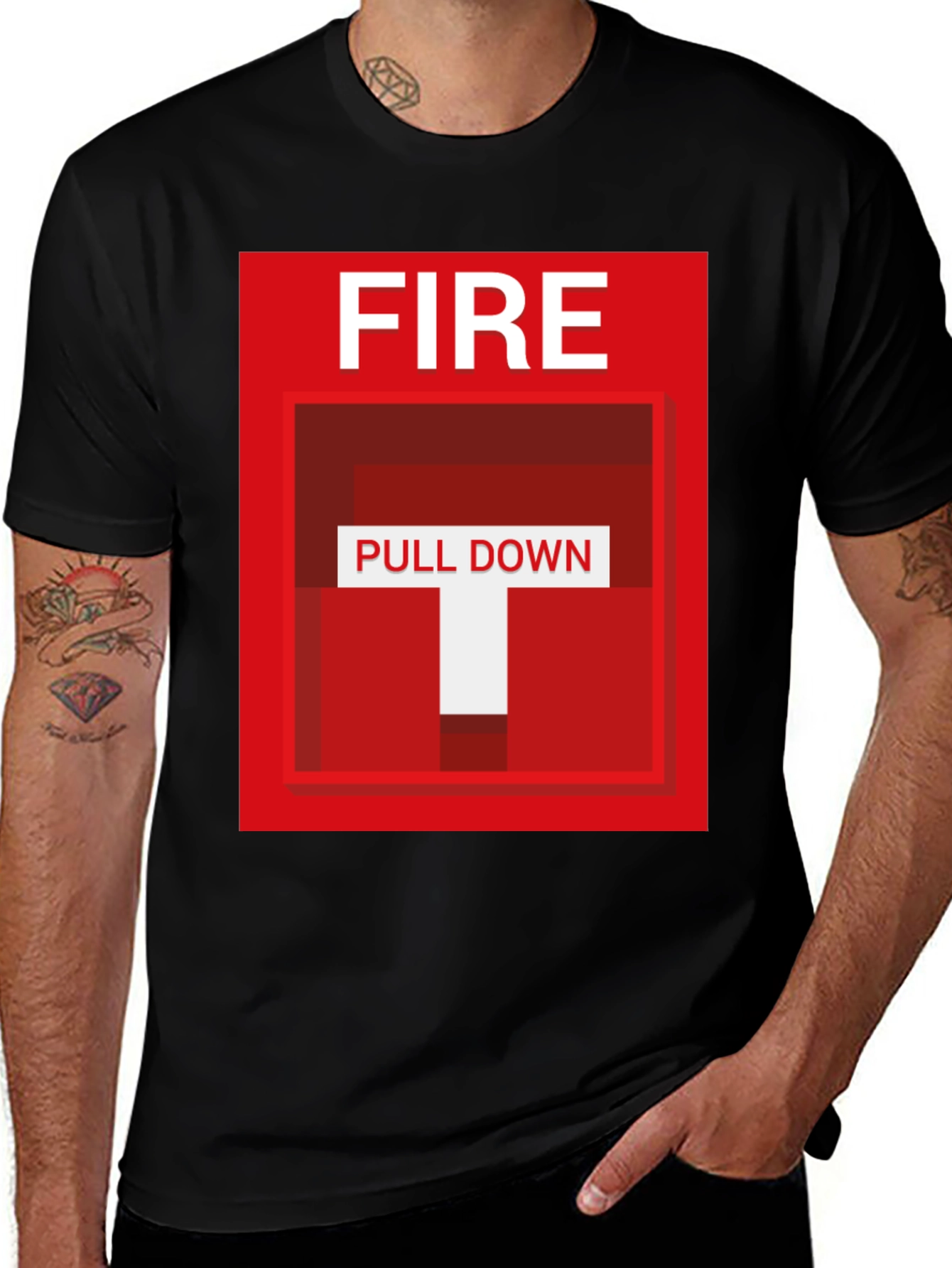 Fire Pull Down Graphic T-Shirt