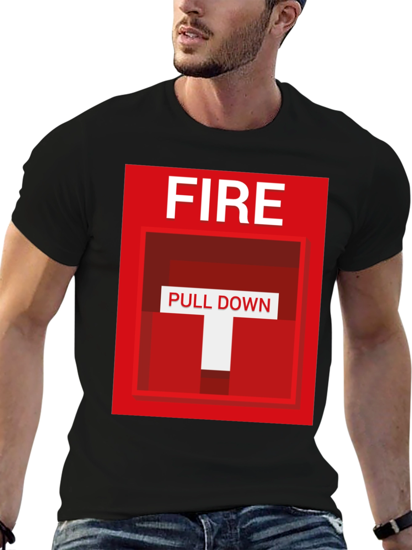 Fire Pull Down Graphic T-Shirt