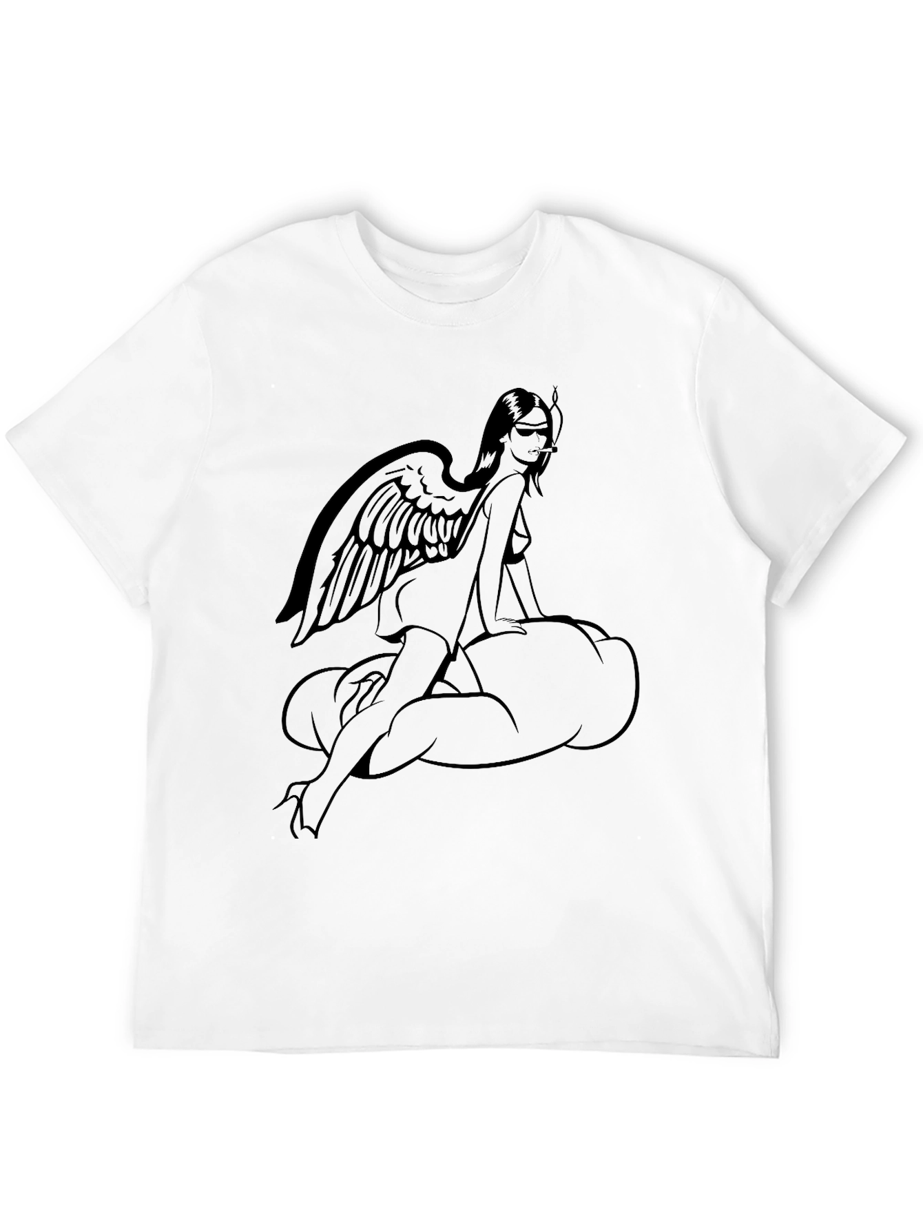 Angel Wing Woman Graphic T-Shirt - Black