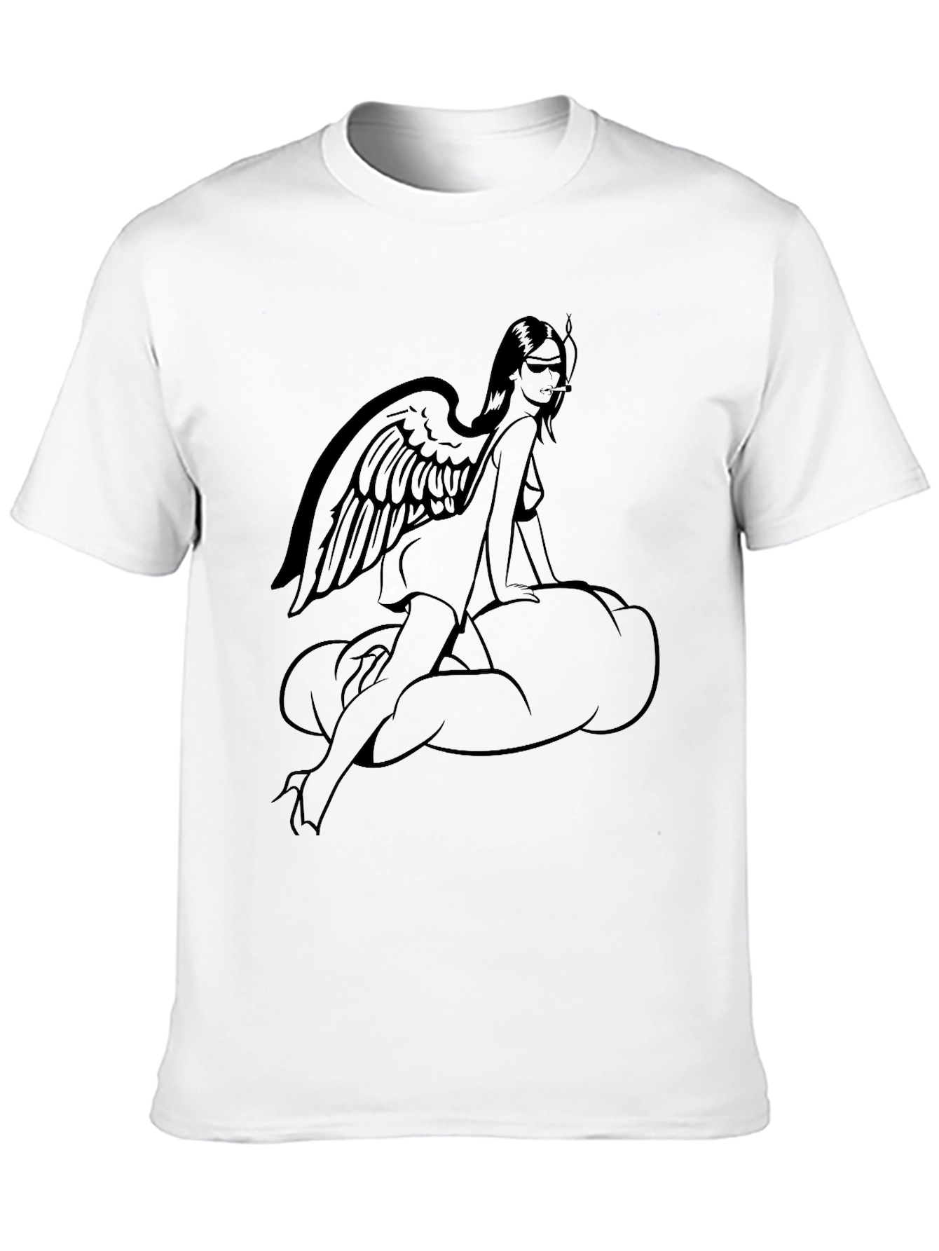 Angel Wing Woman Graphic T-Shirt - Black