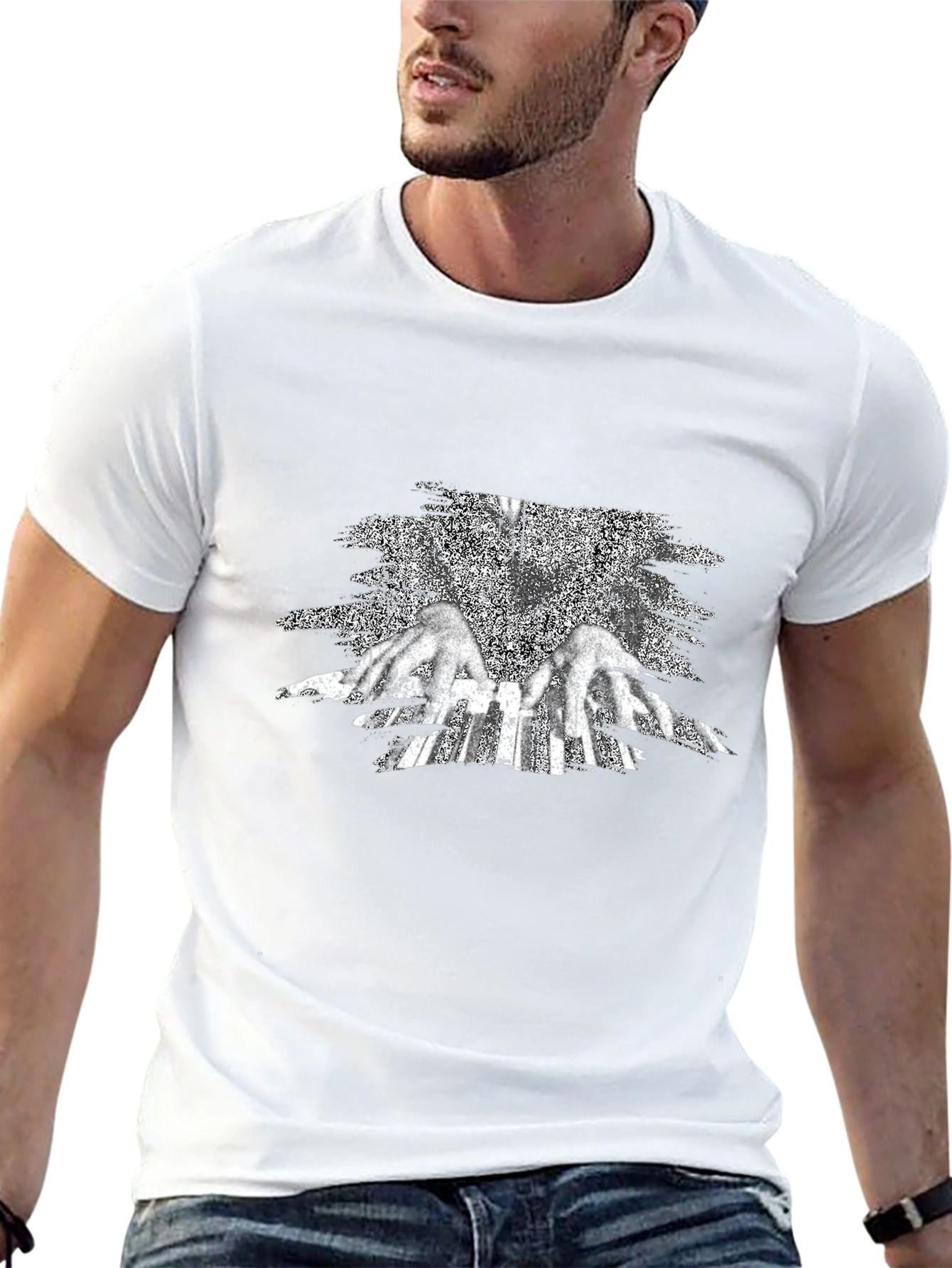 Black Graphic Tee - Angel Wings Design