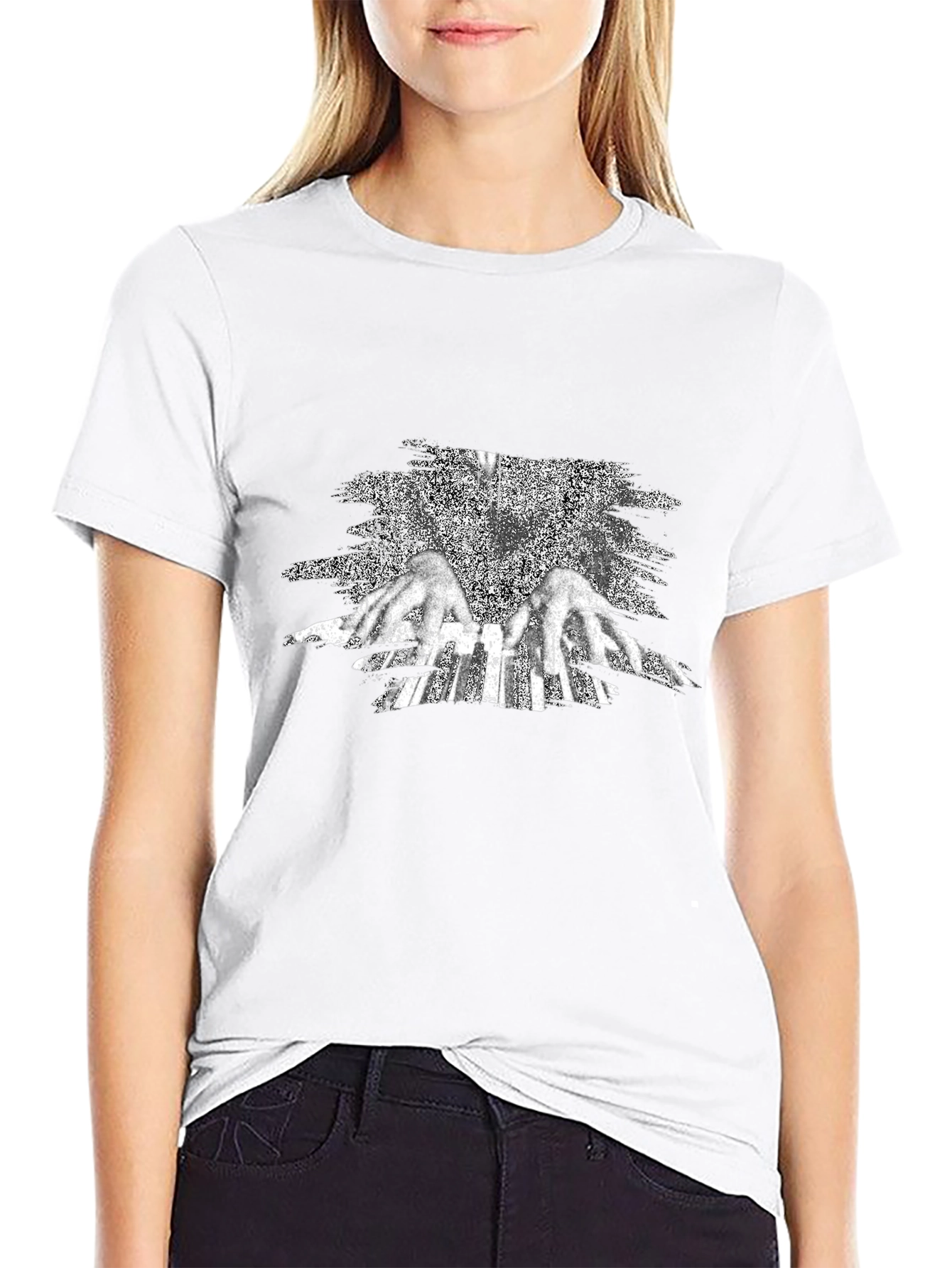 Black Graphic Tee - Angel Wings Design