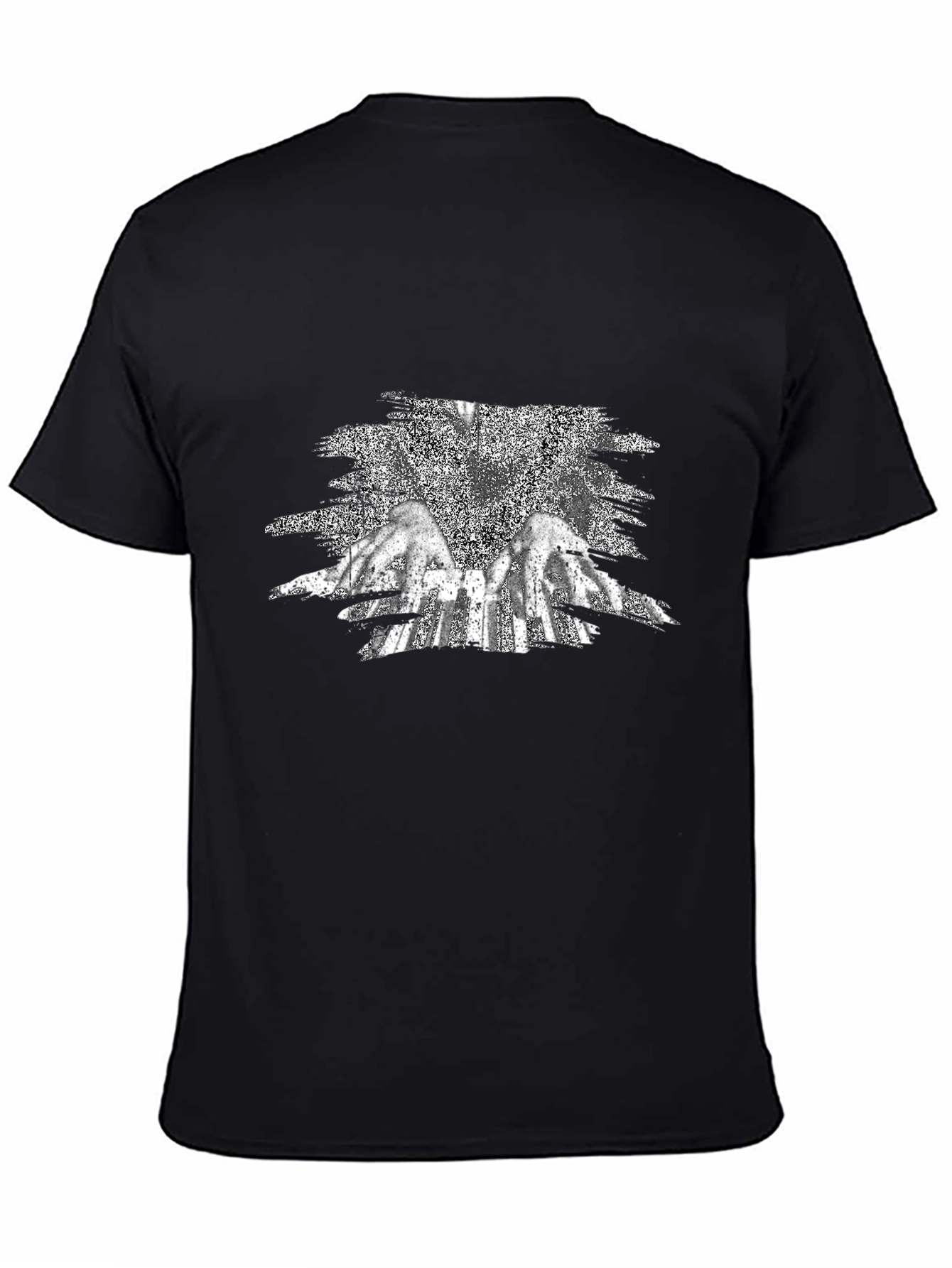 Black Graphic Tee - Angel Wings Design