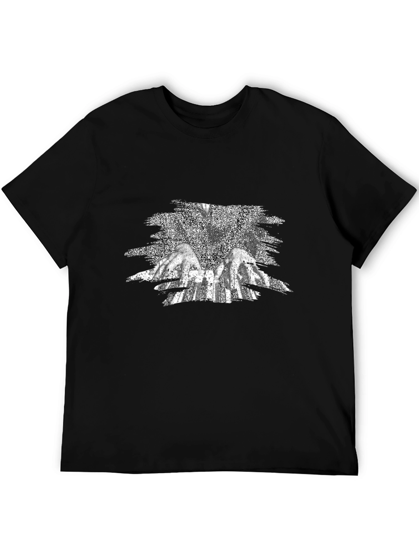 Black Graphic Tee - Angel Wings Design