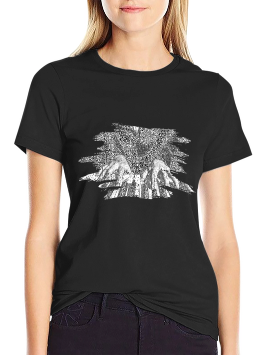 Black Graphic Tee - Angel Wings Design
