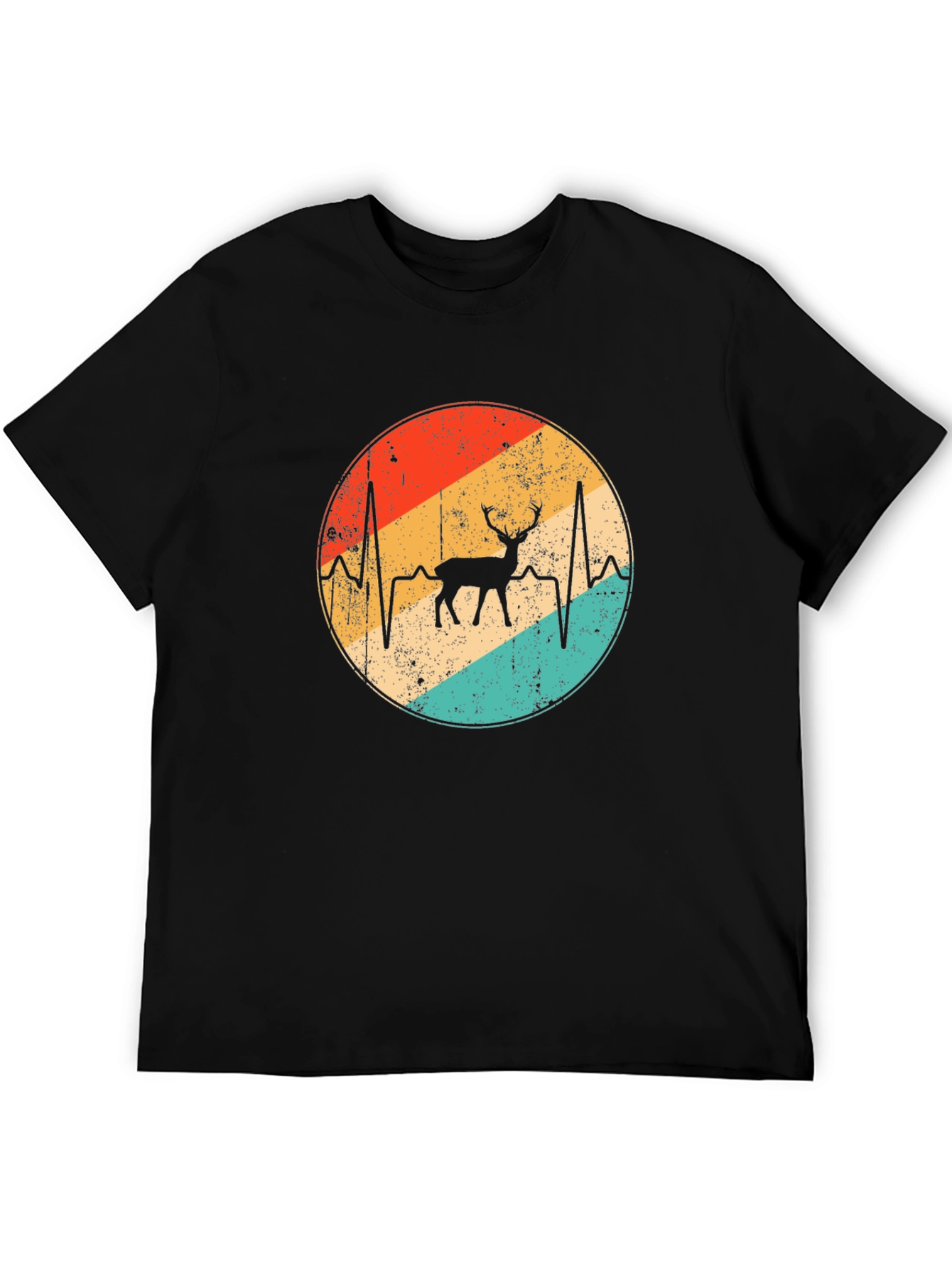 Retro Deer Heartbeat Graphic Tee